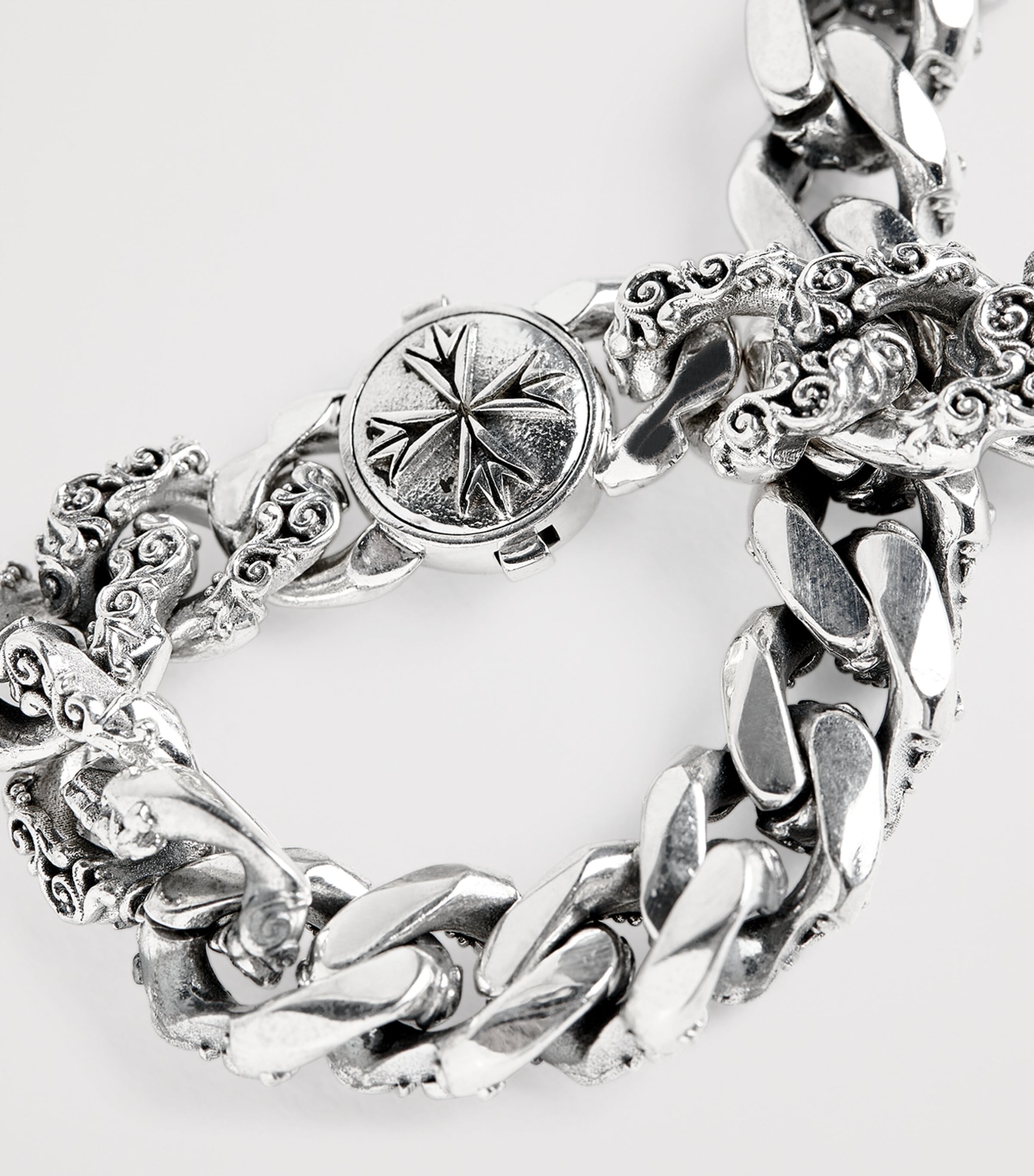 Emanuele Bicocchi Sterling Silver Flourishing Chain Bracelet
