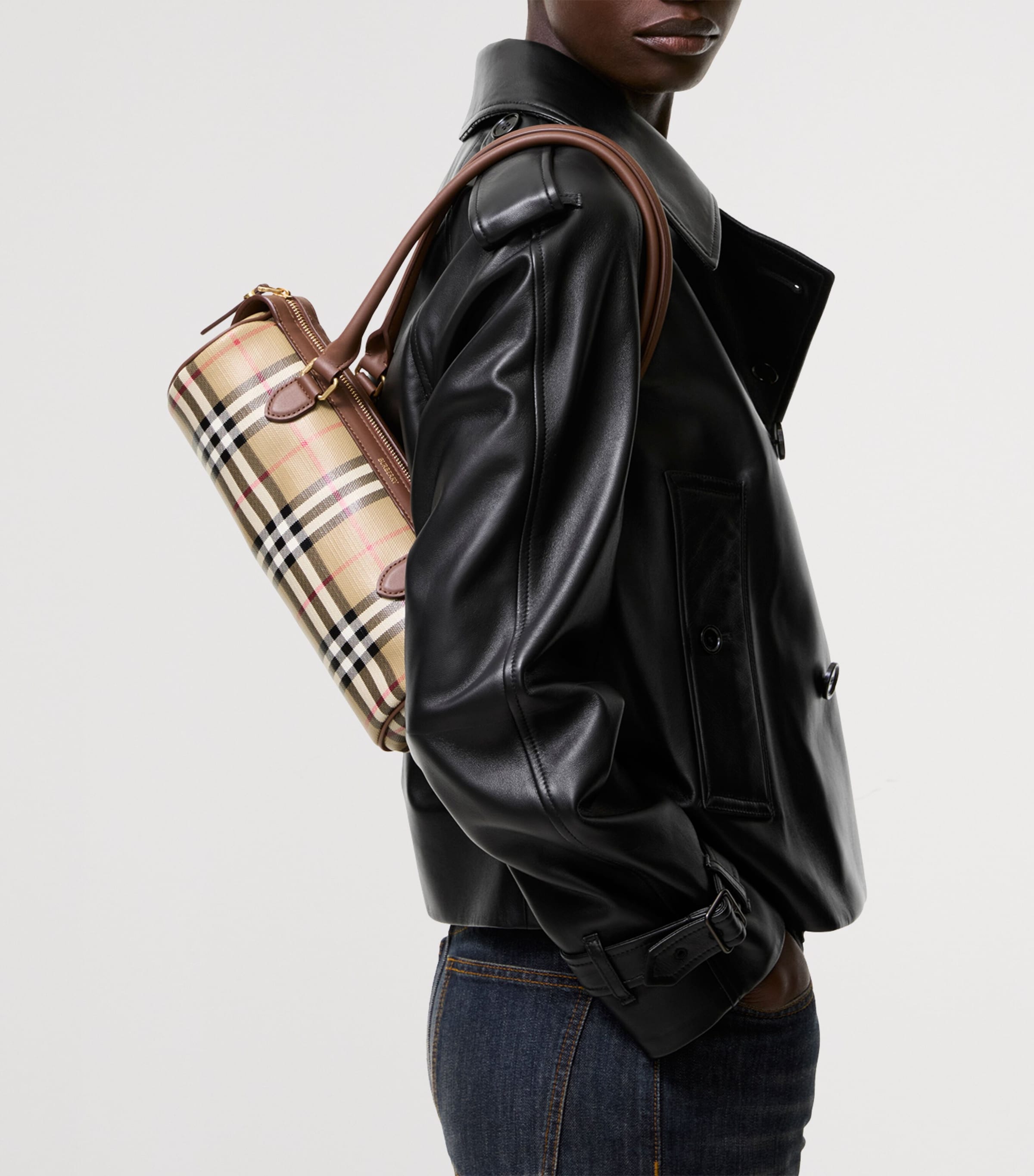 Burberry Mini Check Barrel Bag Archive Beige Image 2