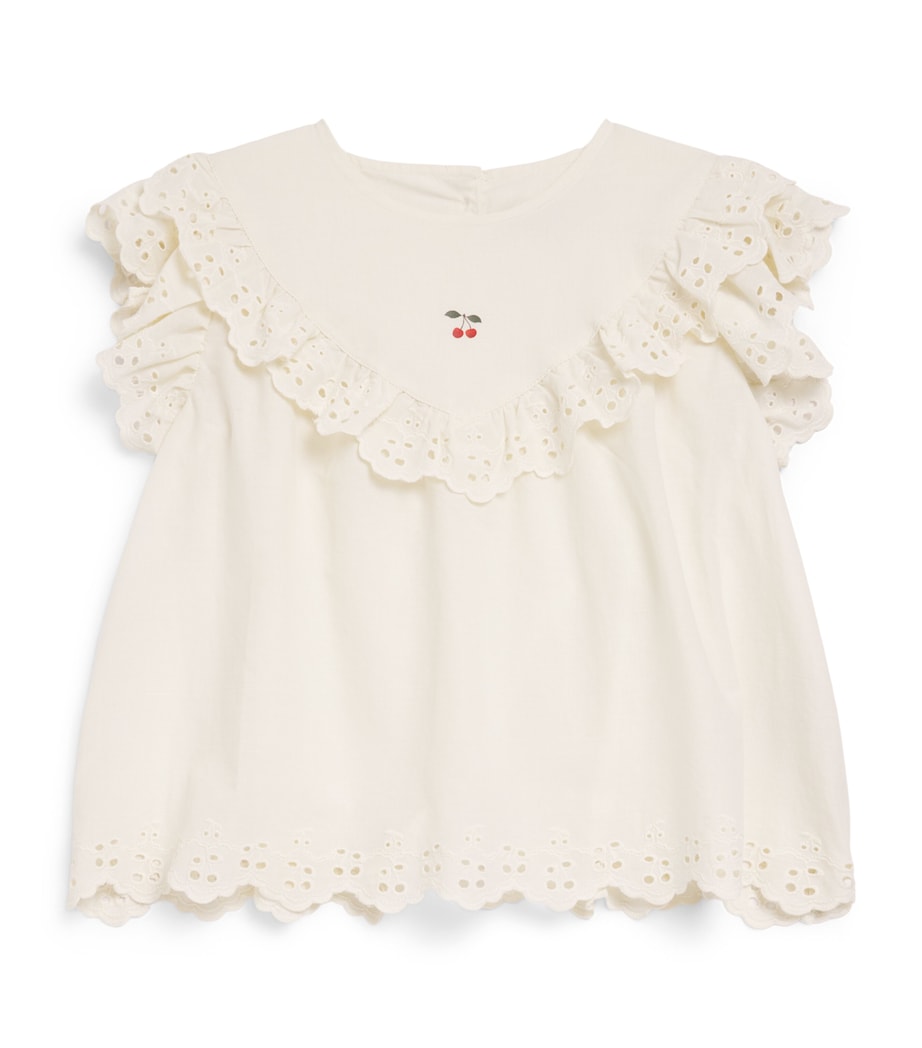 KONGES SLOJD Cotton Embroidered Posey Top (9 Months-10 Years) Antique Image 1