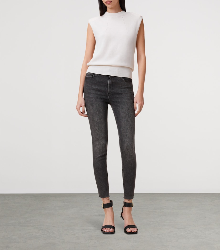 AllSaints Womens Miller Push-Up Skinny Jeans Washed Black Image 2