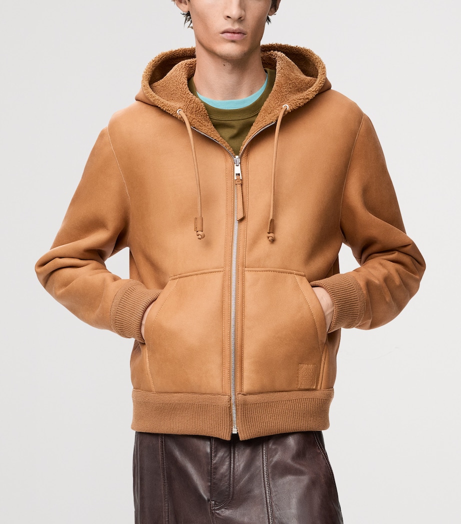 Shearling Reversible Hooded Jacket TAN Image 6