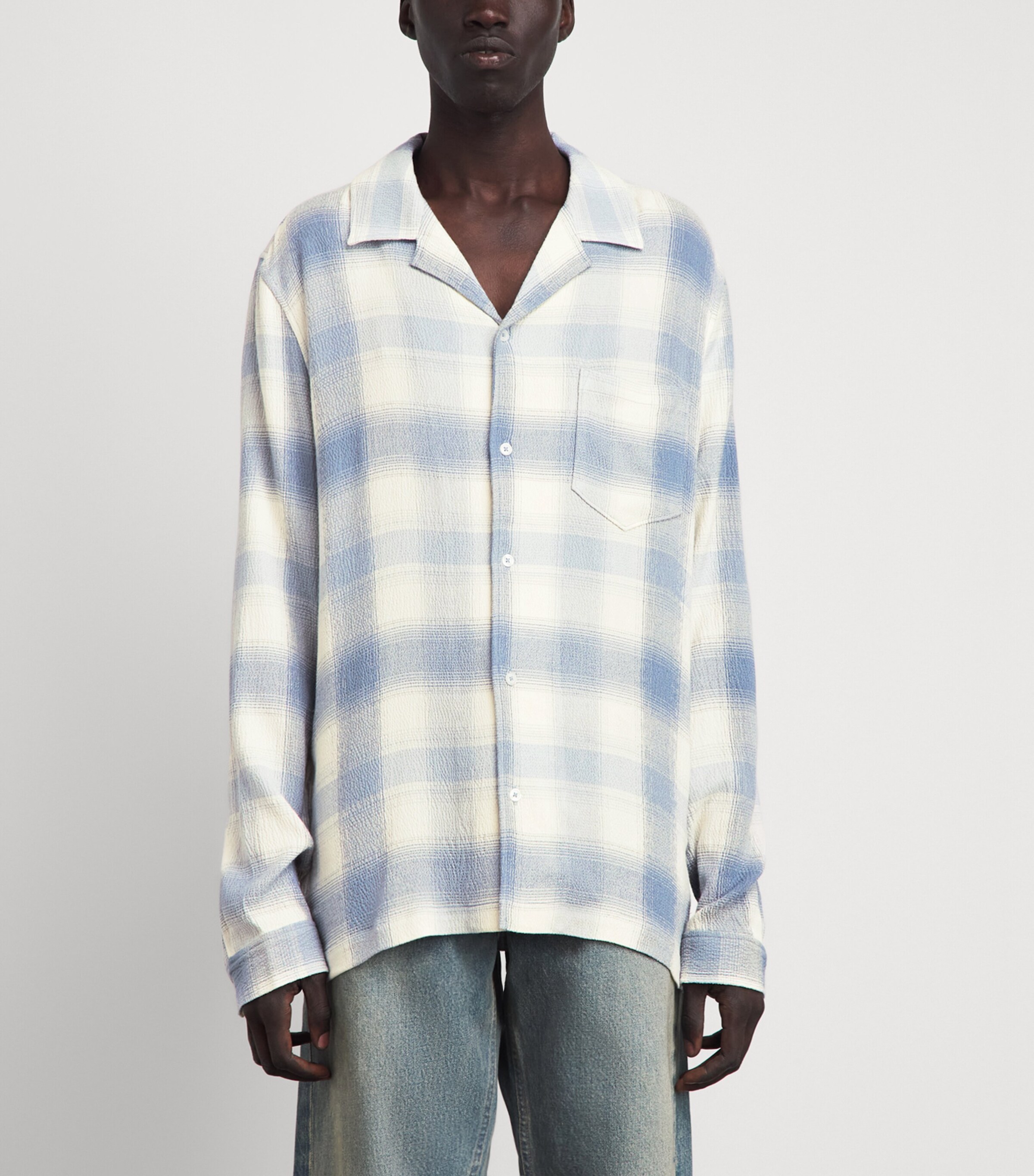 PAIGE Mens Check Kransey Shirt Shadow Plaid Image 4