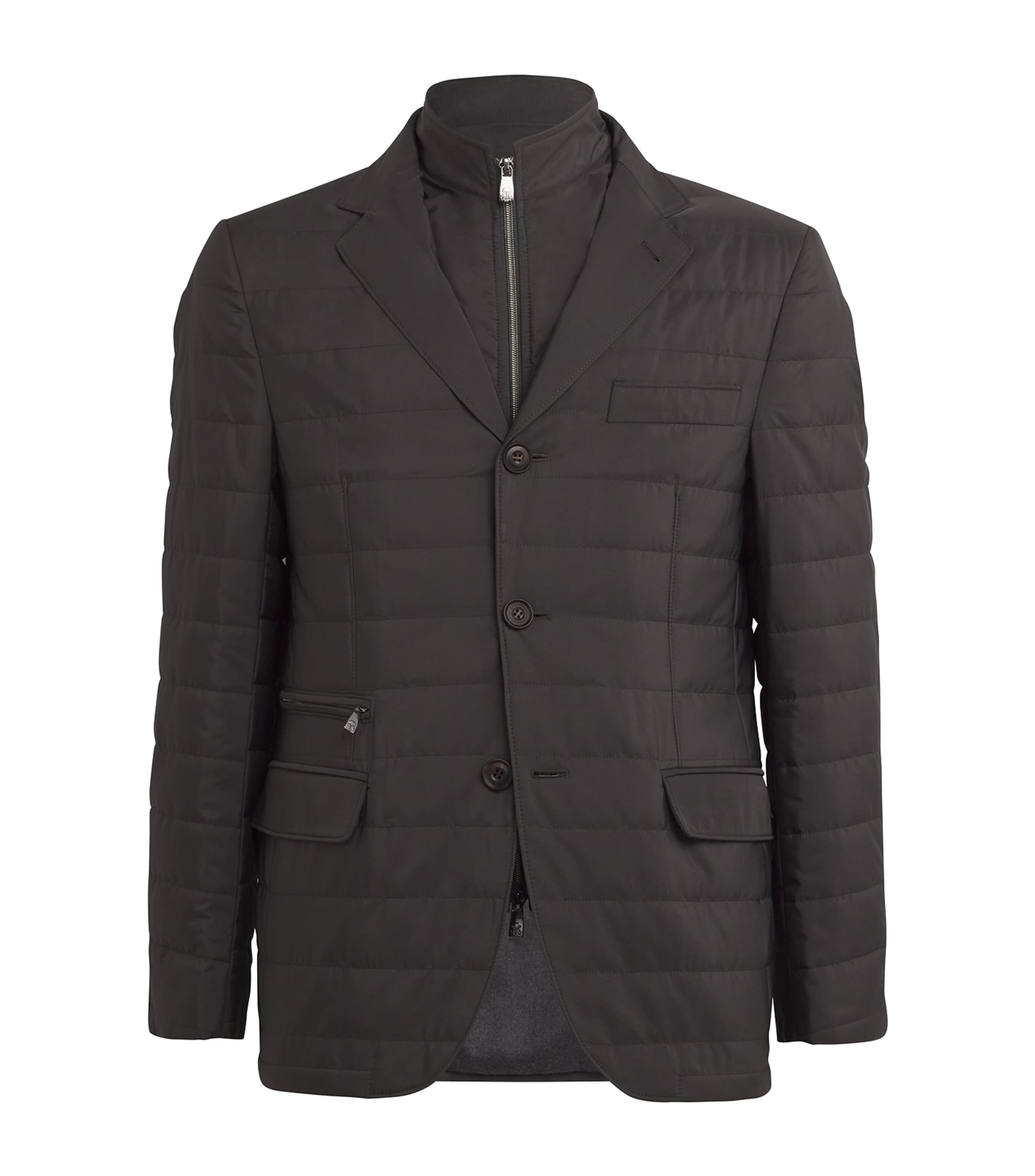 Corneliani Technical Quilted Blazer In Grey