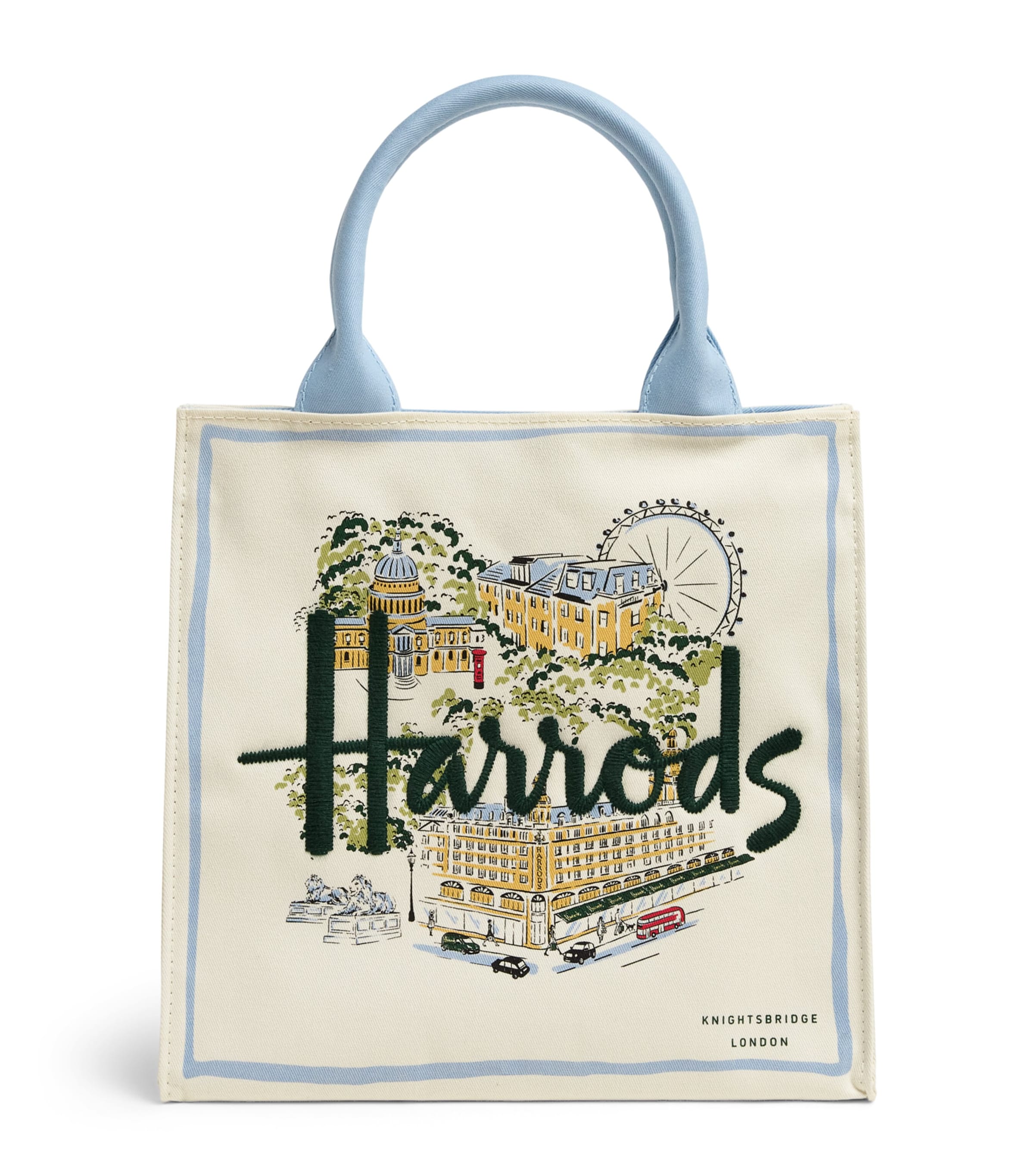 Harrods Small Canvas City Stories Tote Bag Ivory Image 1
