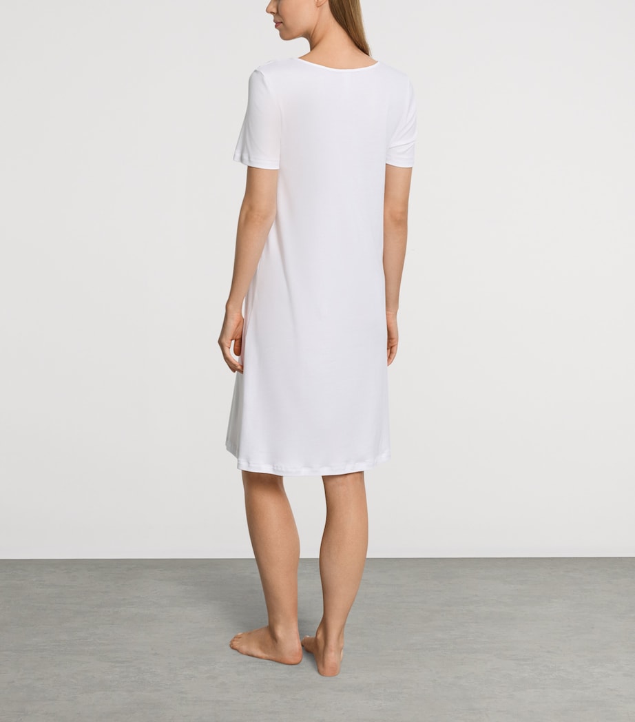 Hanro Womens Cotton Lace-Trim Belen Nightdress White Image 3