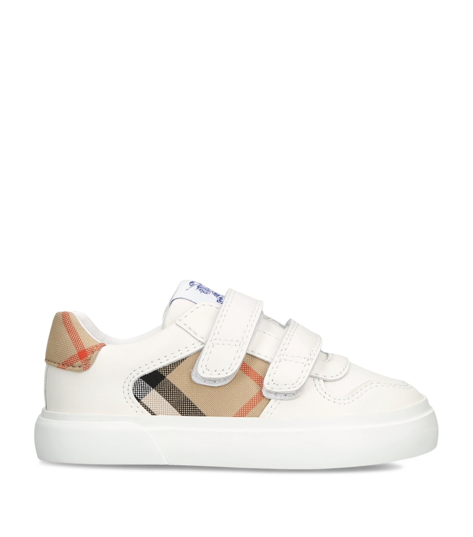 Burberry Kids Leather Noah Sneakers White/comb Image 1
