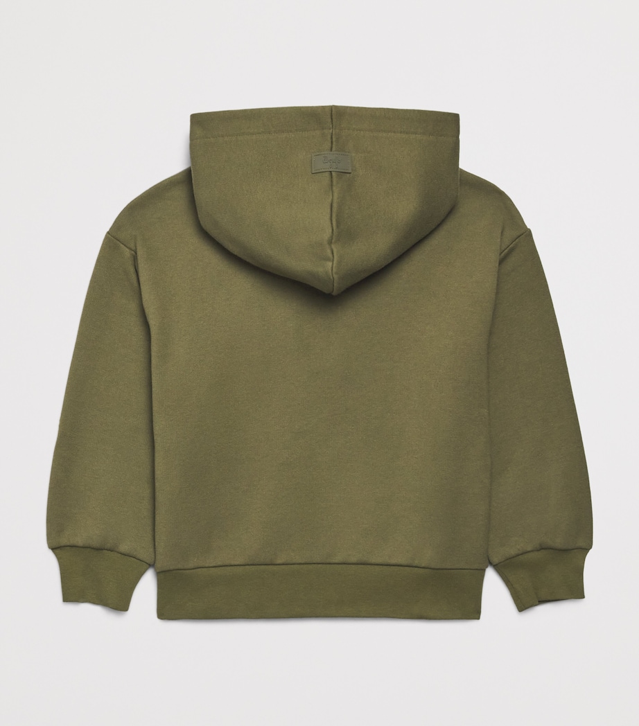 Cotton Embroidered-Detail Hoodie (2-14 Years) 591OLIVE GREEN Image 2