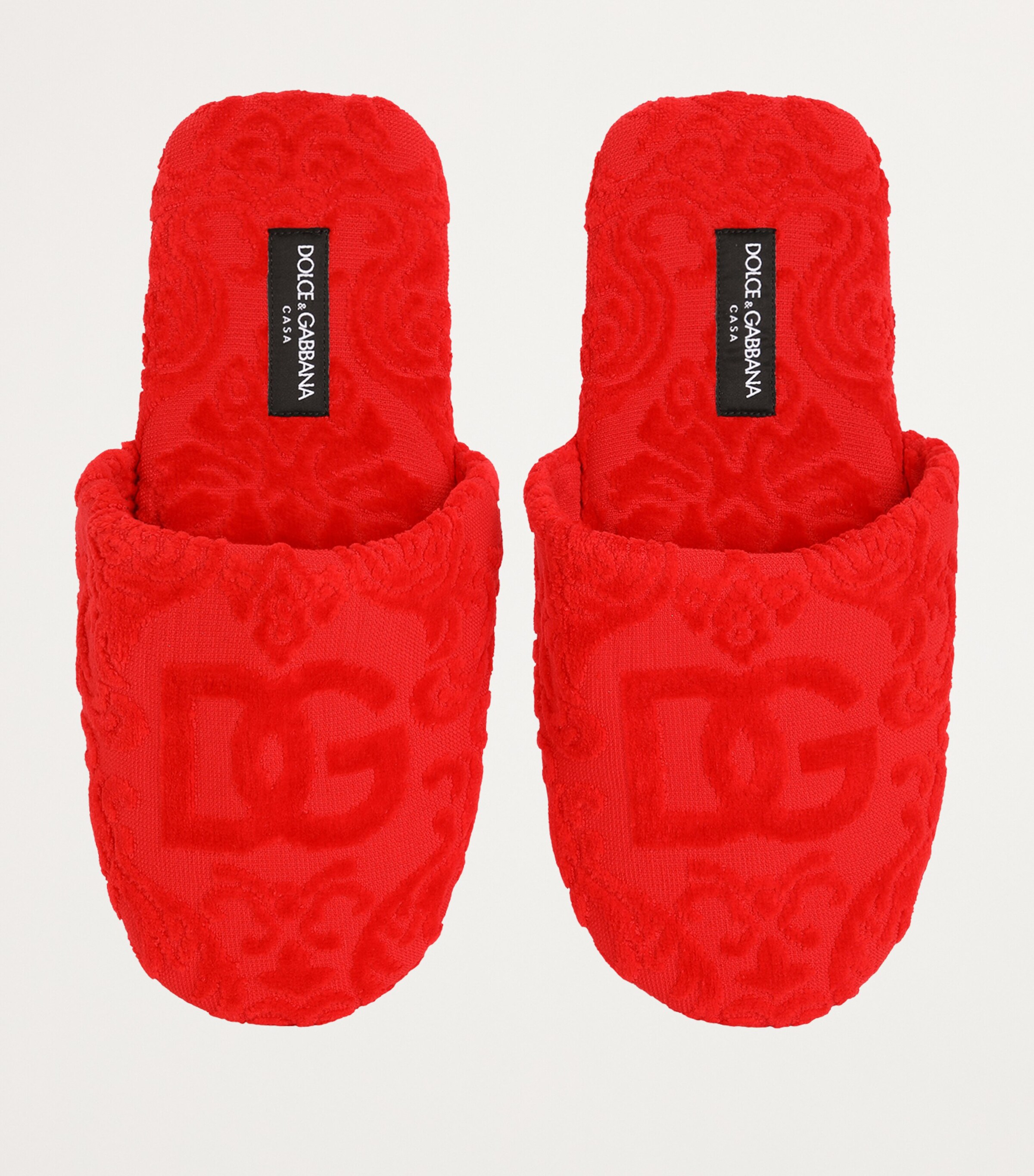 Dolce&Gabbana Casa Terry Cotton DG Slippers Rosso Image 3
