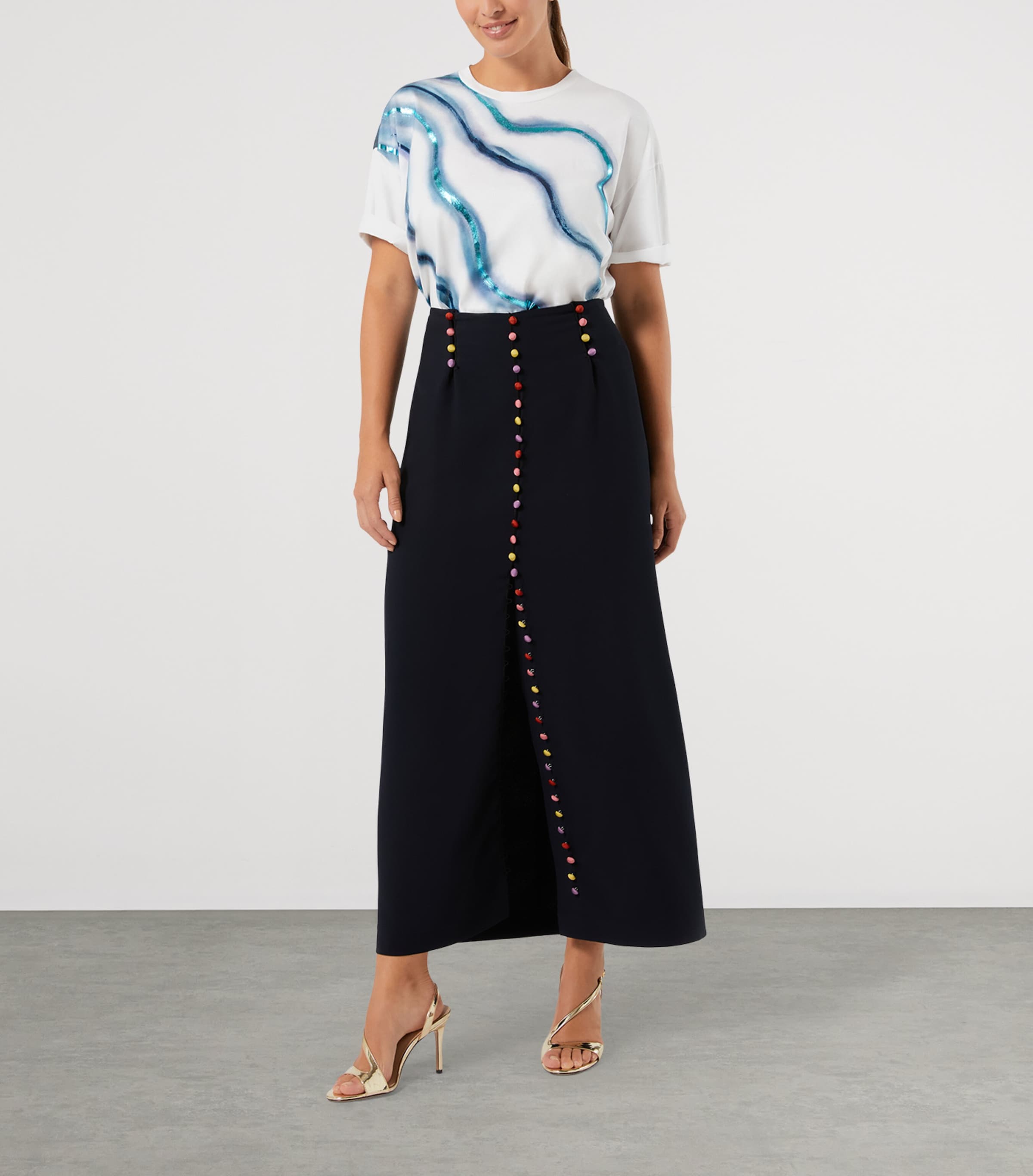 Marina Rinaldi Womens Cotton Printed T-Shirt Optical White Image 2