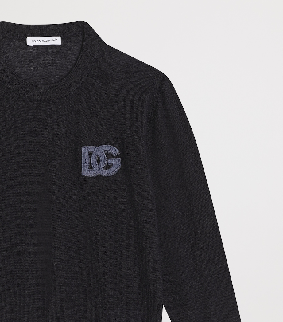 Dolce&Gabbana Kids Cashmere Logo Sweater (8-12+ Years) Very Dark Blue Image 2