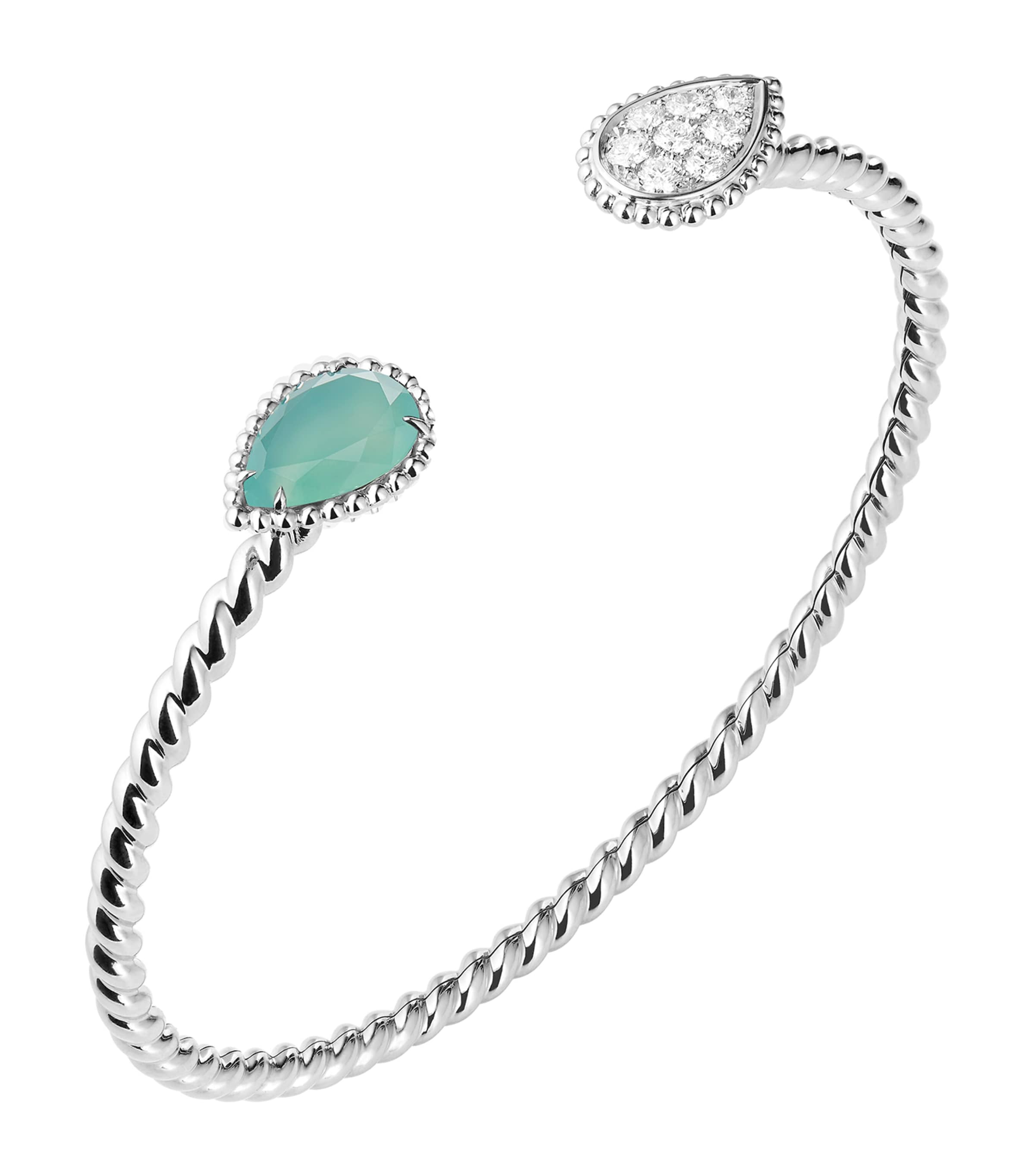 White Gold, Diamond and Aquaprase Serpent Bohème Bangle BLUE Image 4