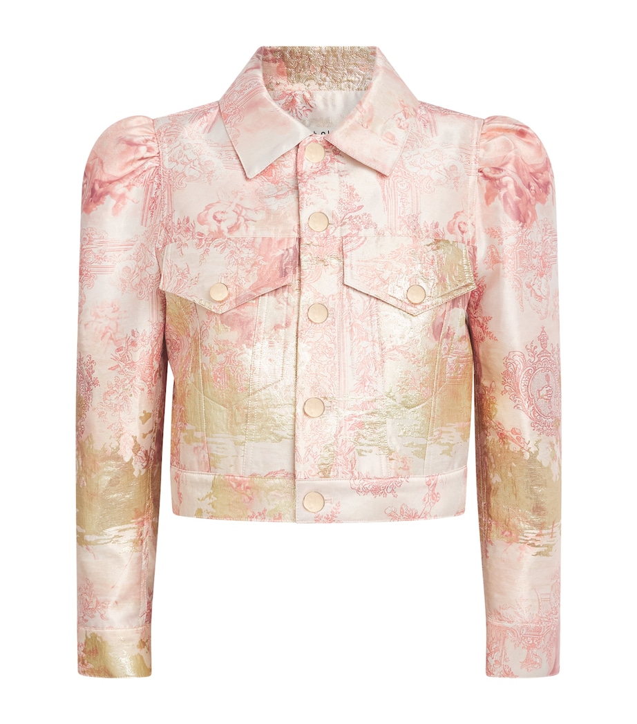 Alice+Olivia Womens Jacquard Lana Cropped Jacket En Rose Toile Image 1