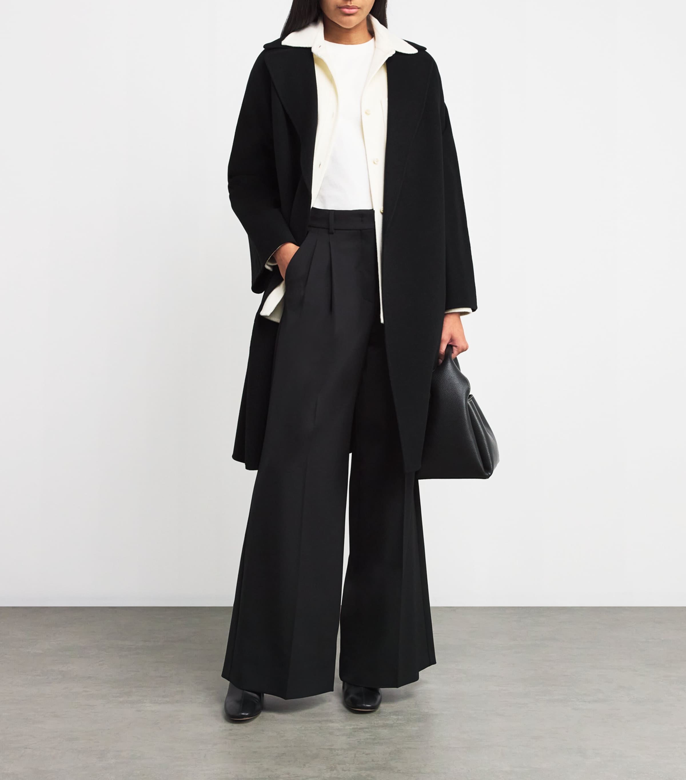 Wool-Blend Double-Faced Wrap Coat BLACK Image 2