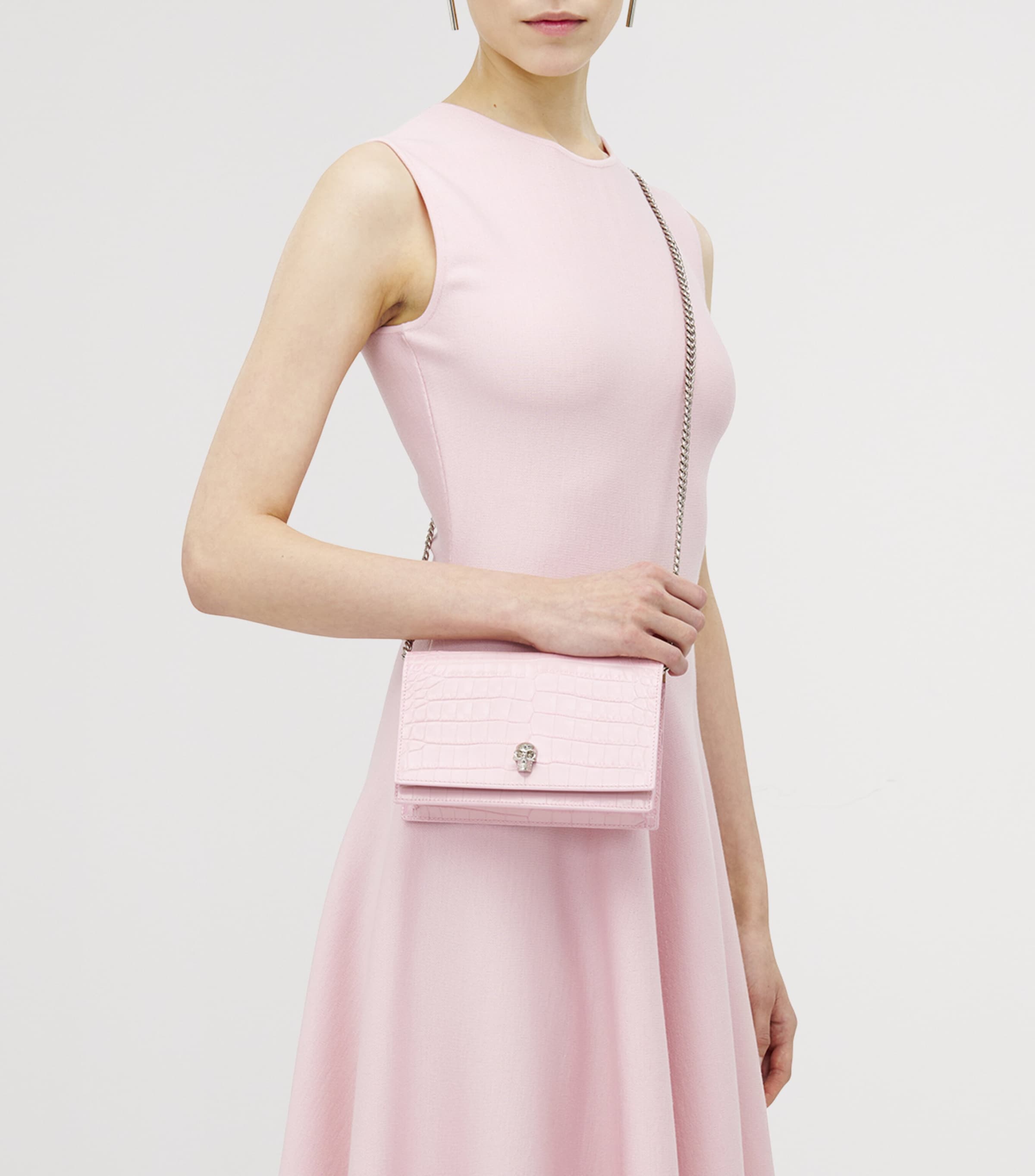 Small Croc-Embossed Skull Cross-Body Bag 5815 Image 5