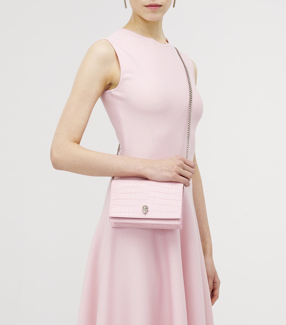 Small Croc-Embossed Skull Cross-Body Bag 5815 Image 5