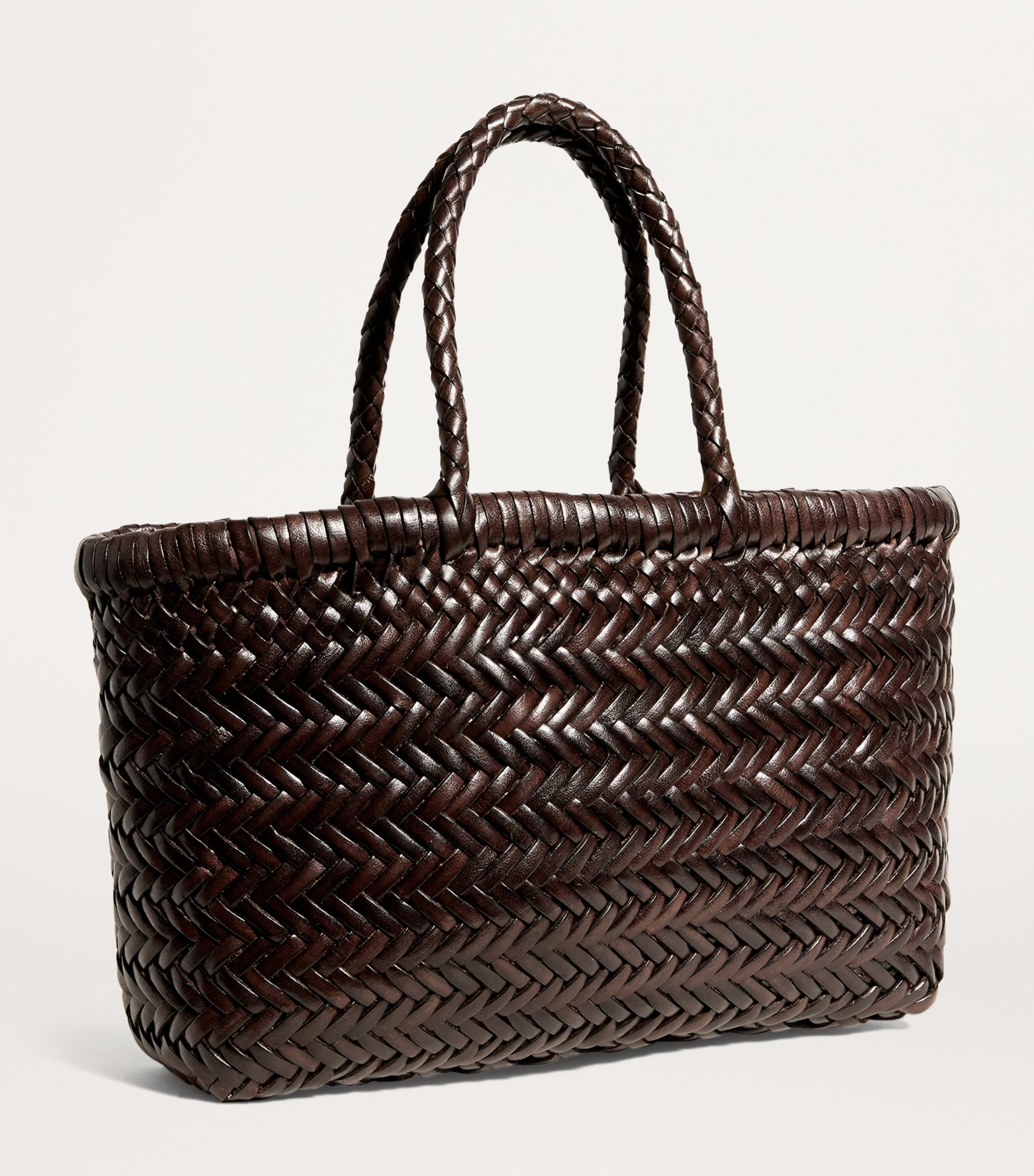 Mini Leather Flat Gora Tote Bag DARK BROWN Image 3