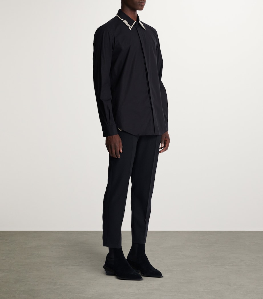 Balmain Mens Cotton Poplin Embroidered Shirt Ehv Noir/cristal Image 4