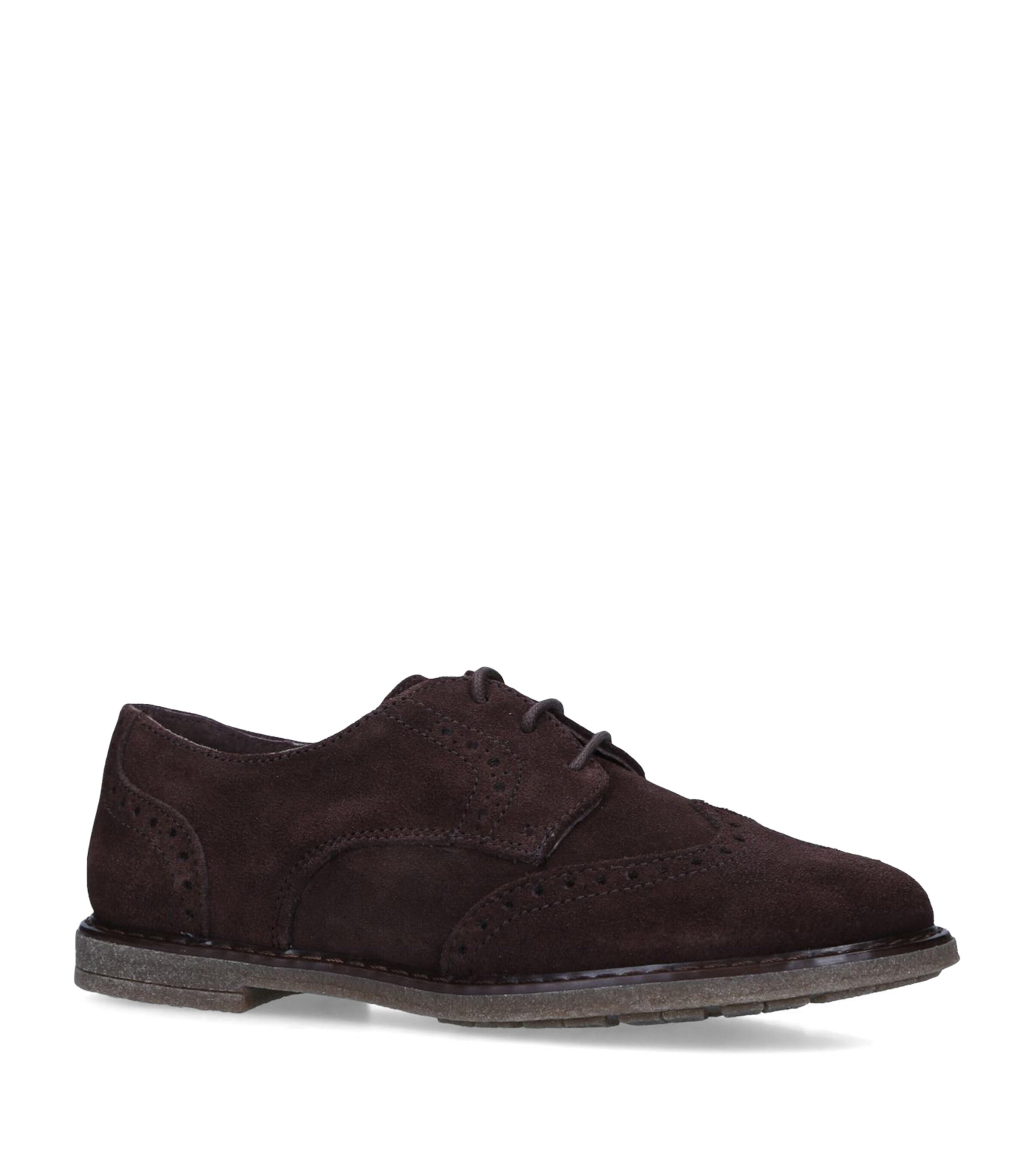 papouelli Suede Arthur Brogues Dark Brown Image 1