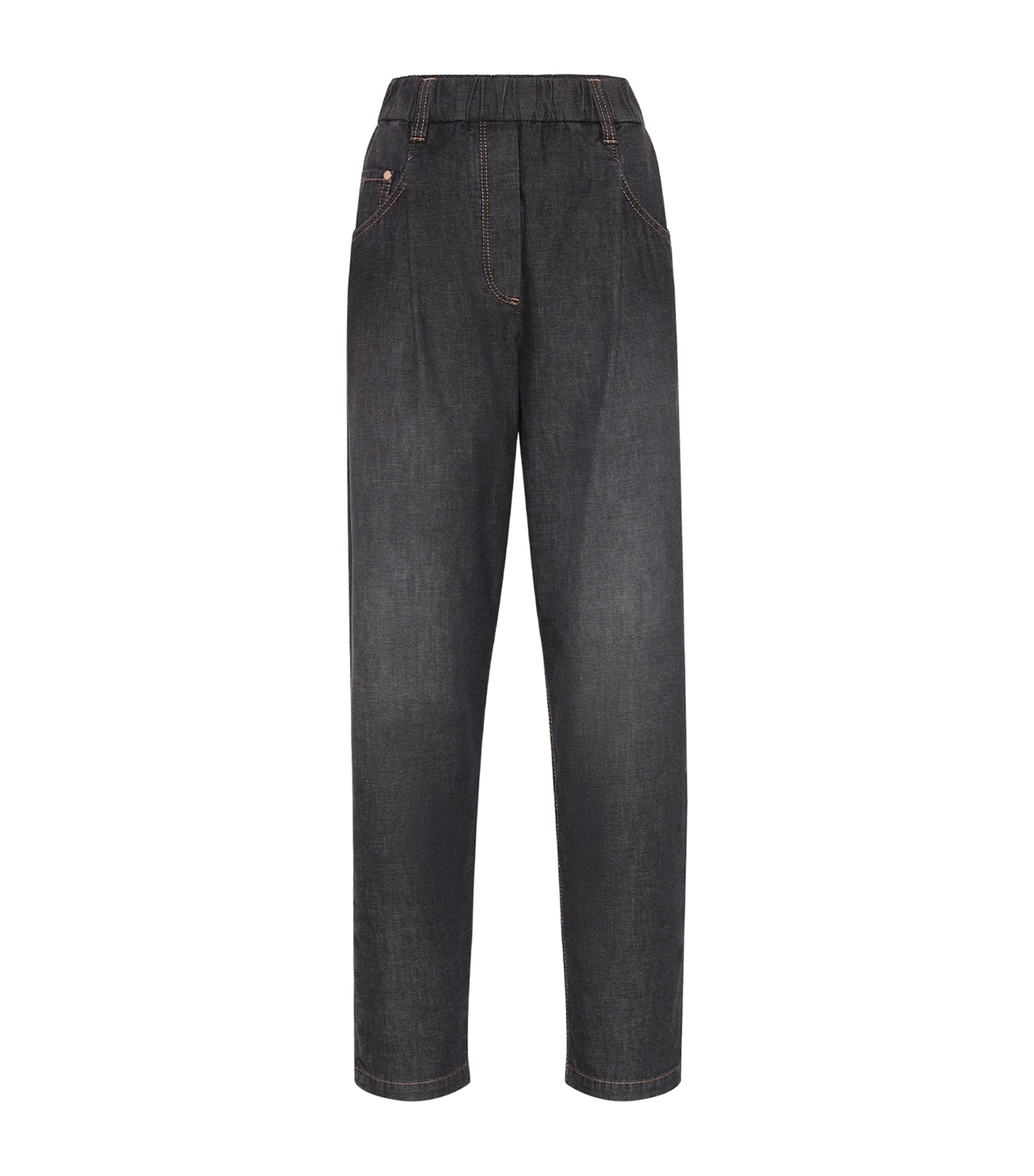 BRUNELLO CUCINELLI ELASTICATED MID-RISE SLIM-FIT JEANS