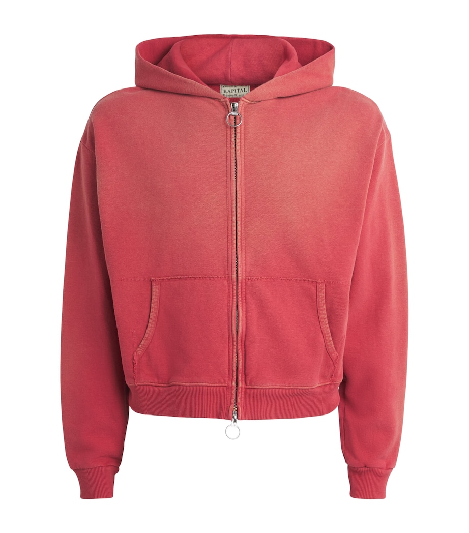 Kapital Mens Cotton Gym Parka Zip-Up Hoodie Red Image 1