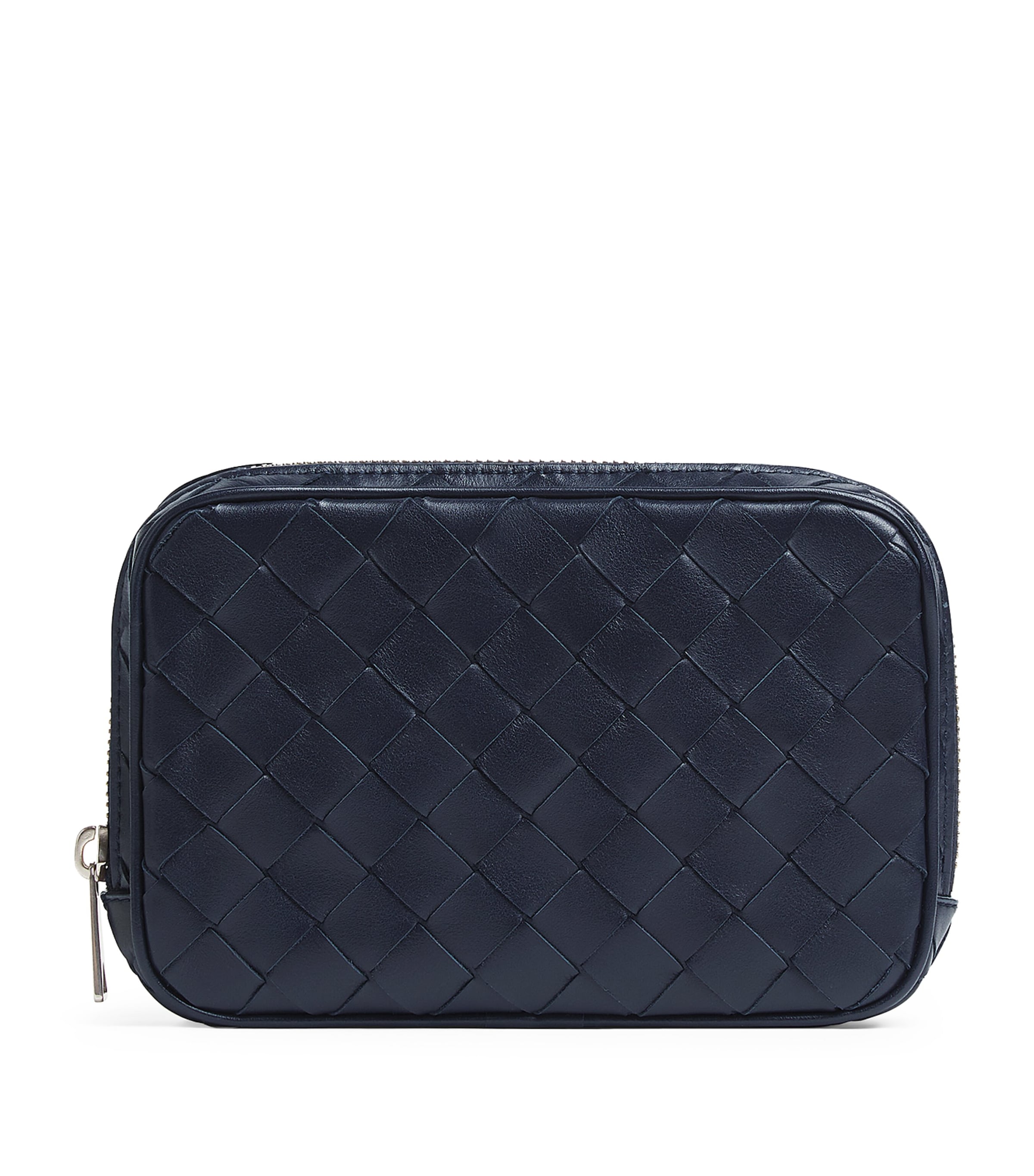 Bottega Veneta Leather Intrecciato Pouch In Grey