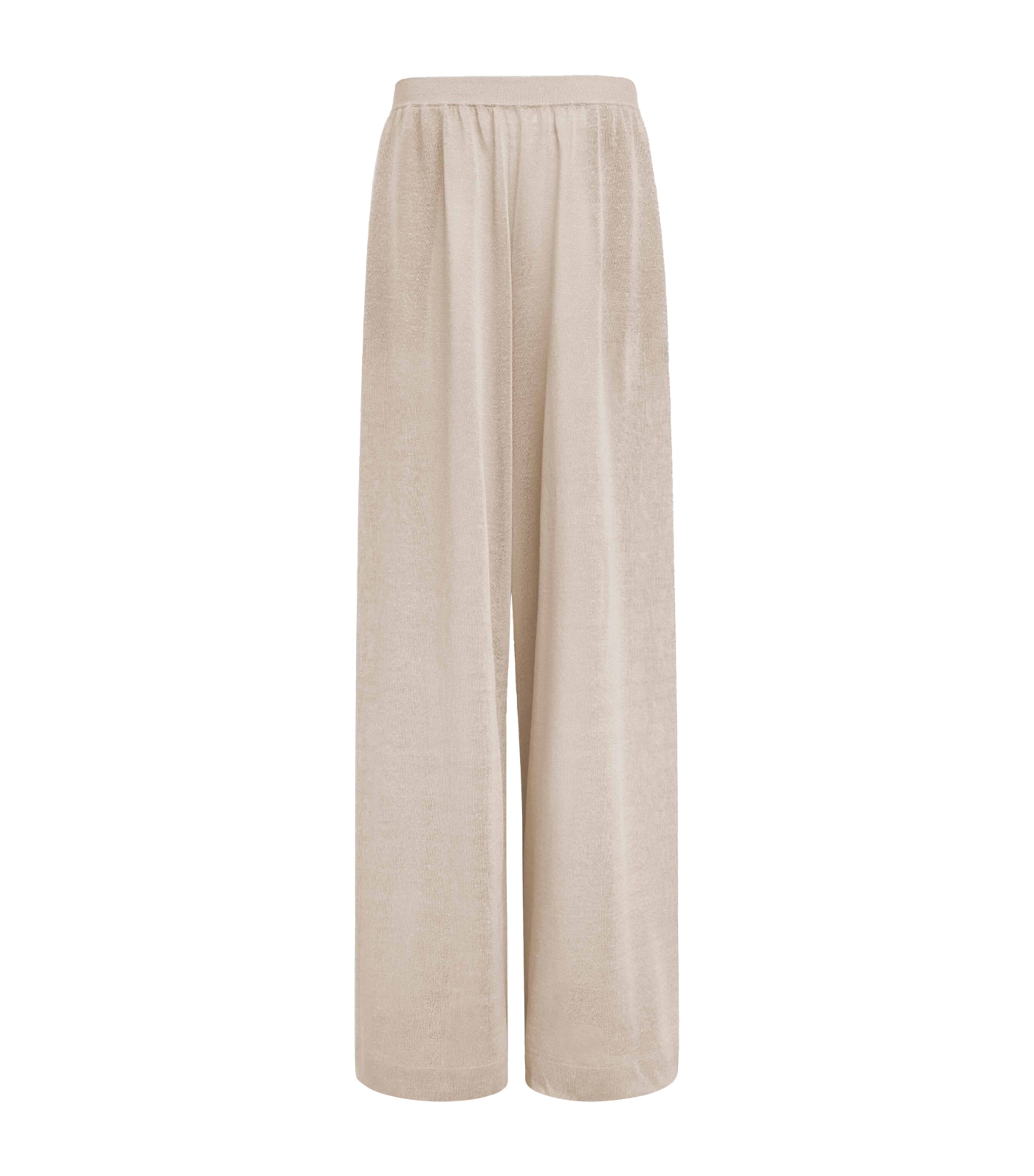 Alaïa Womens Linen-Silk Wide-Leg Trousers Beige Clair Image 1