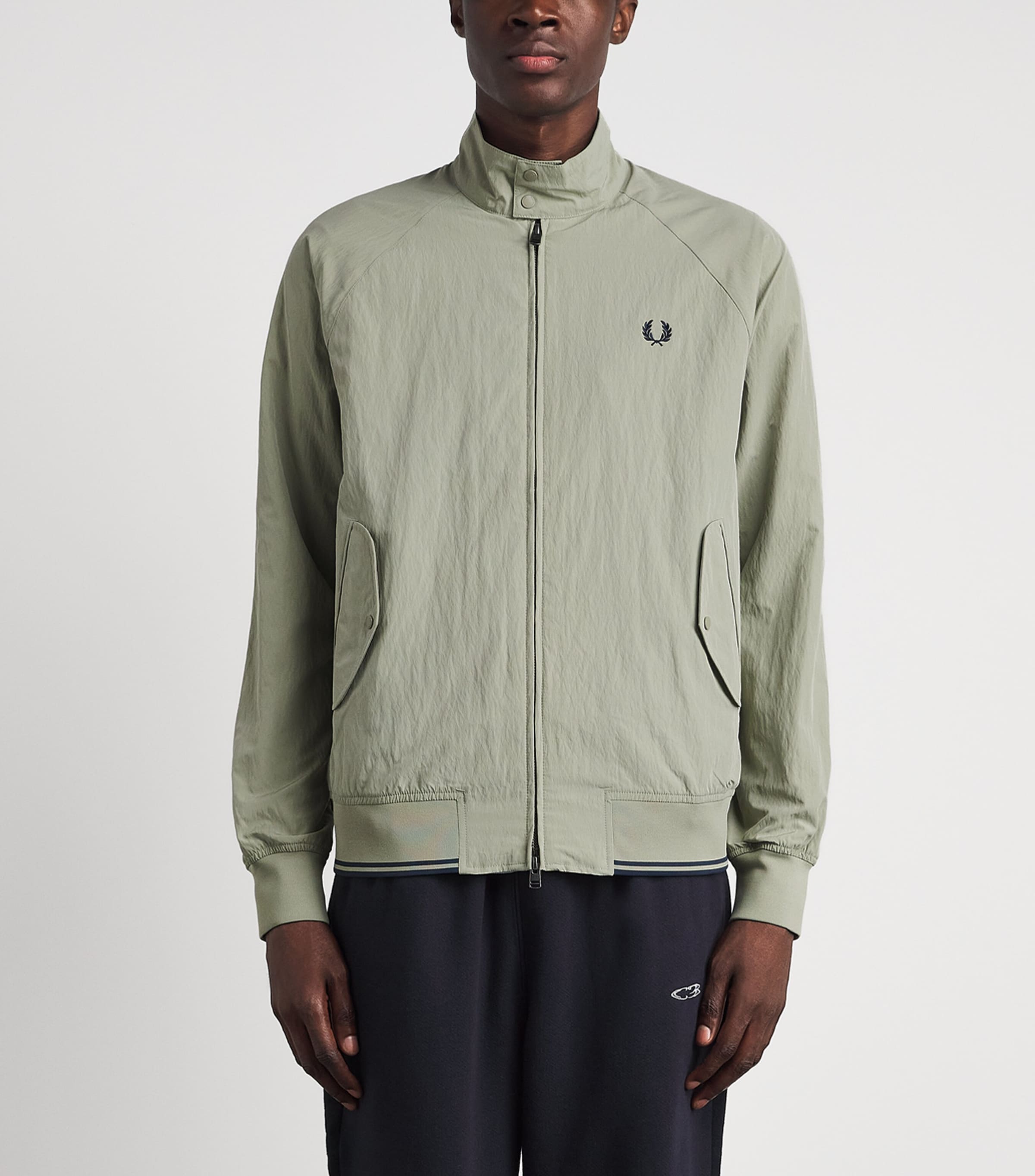 Fred Perry Mens Crinkle Harrington Jacket Seagrass Image 4