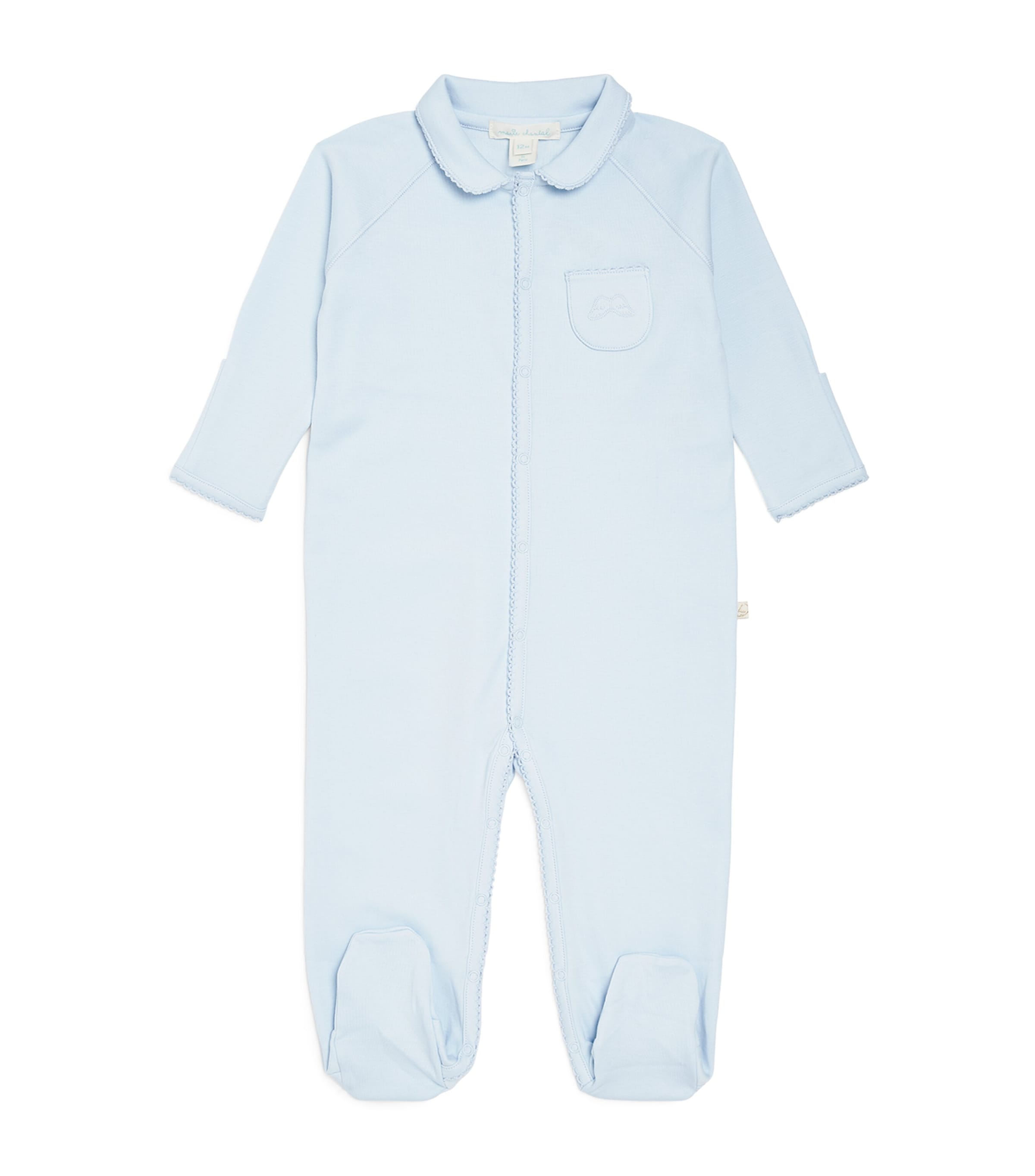Marie-Chantal Angel Wing Sleepsuit with Mittens (0-12 Months) Blue Image 2