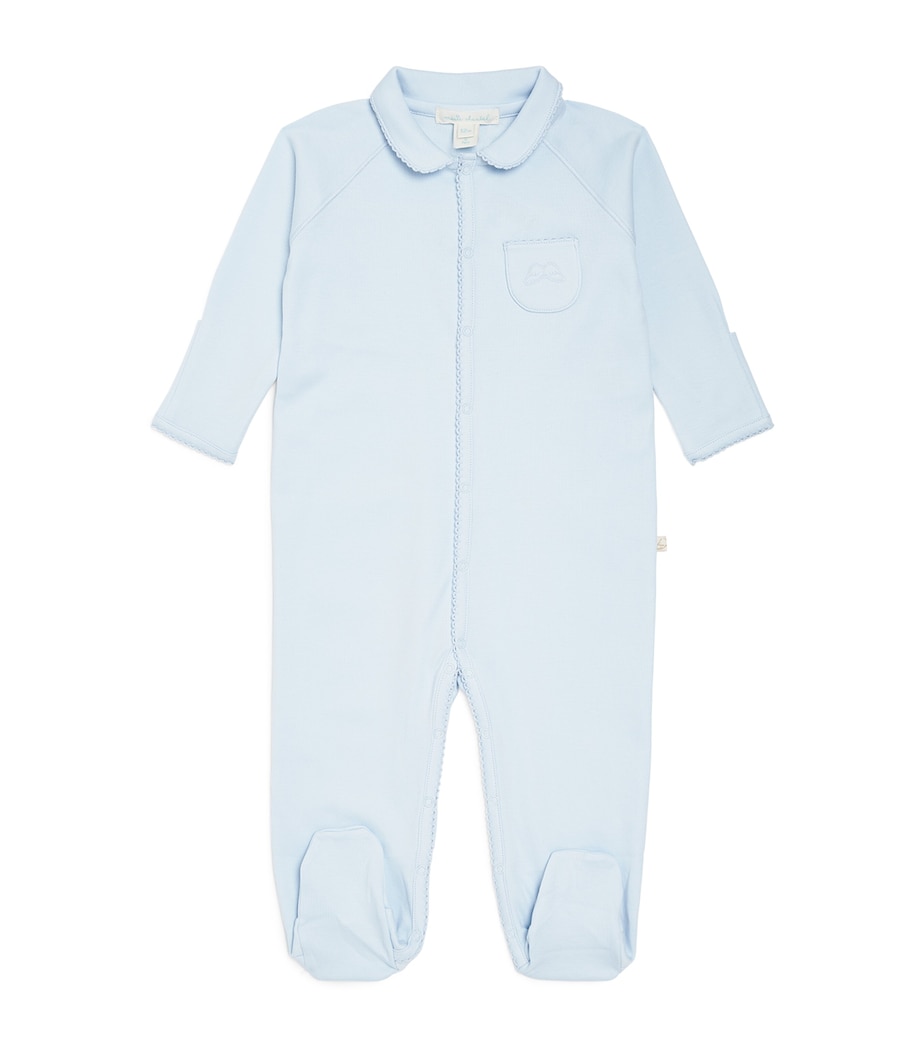 Marie-Chantal Angel Wing Sleepsuit with Mittens (0-12 Months) Blue Image 2