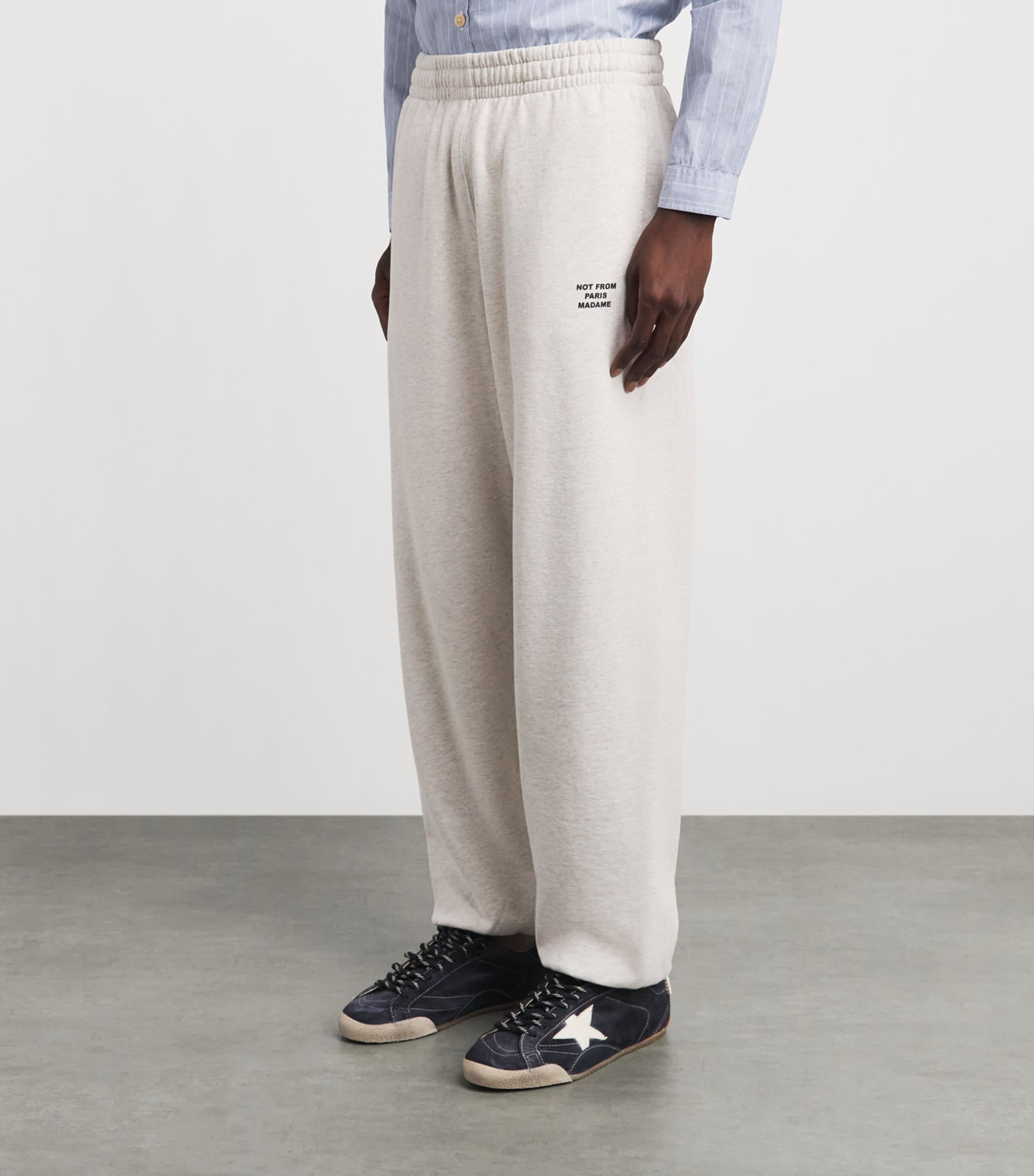 Drôle de Monsieur Mens Cotton Fleece Slogan Sweatpants Grey Image 4