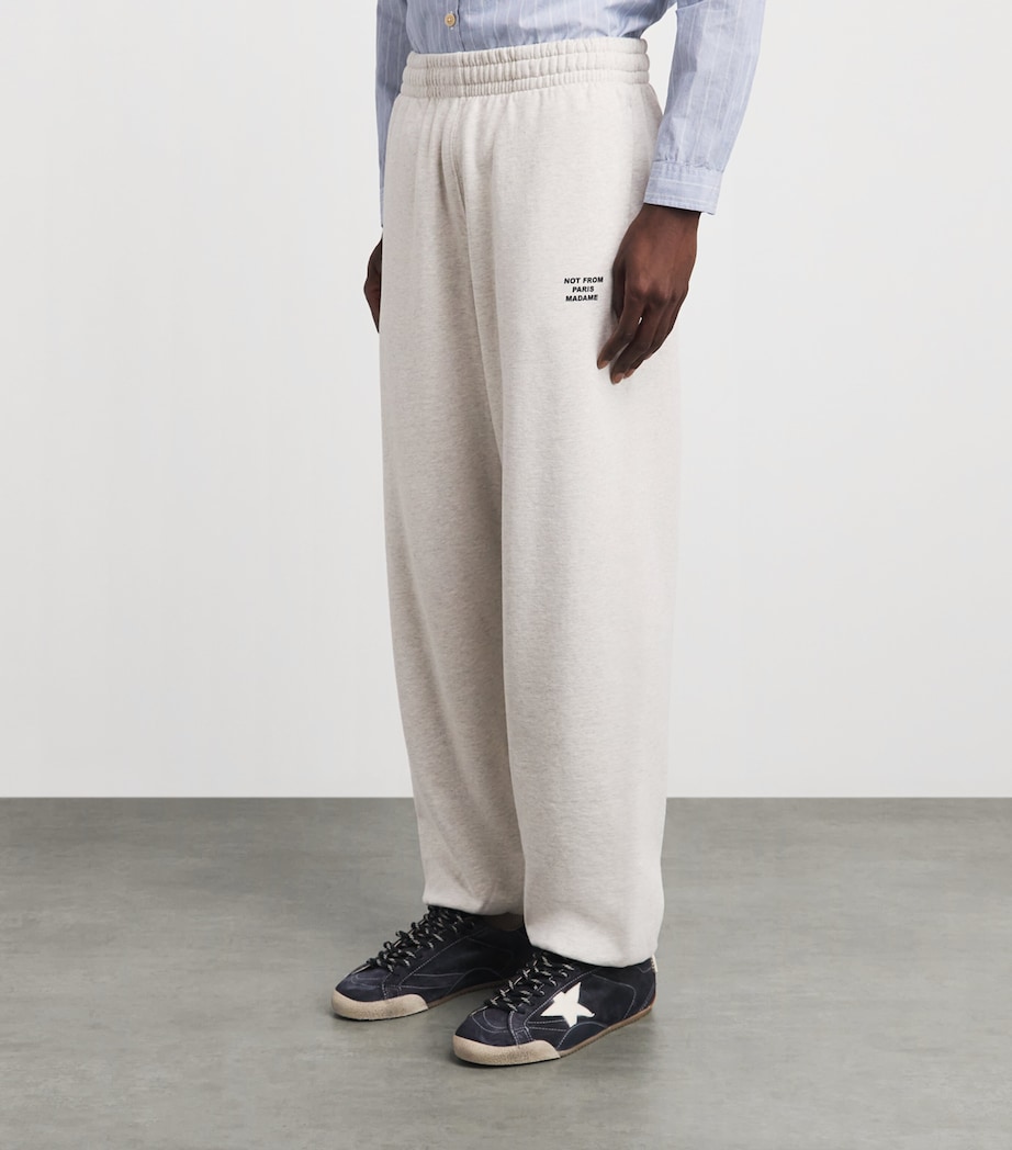 Drôle de Monsieur Mens Cotton Fleece Slogan Sweatpants Grey Image 4