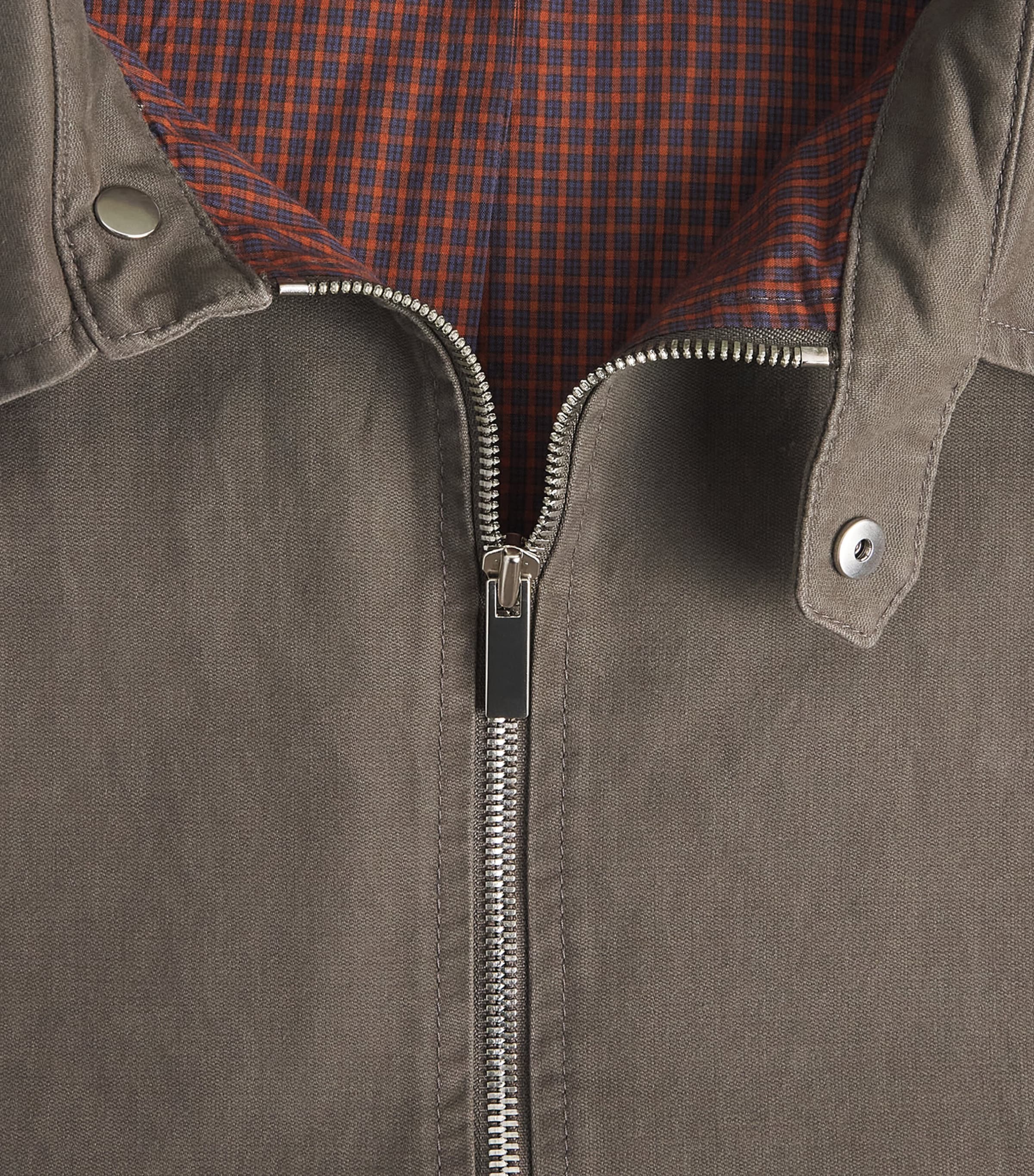 System Mens Cotton Check-Lining Bomber Jacket Khaki Brown Image 6