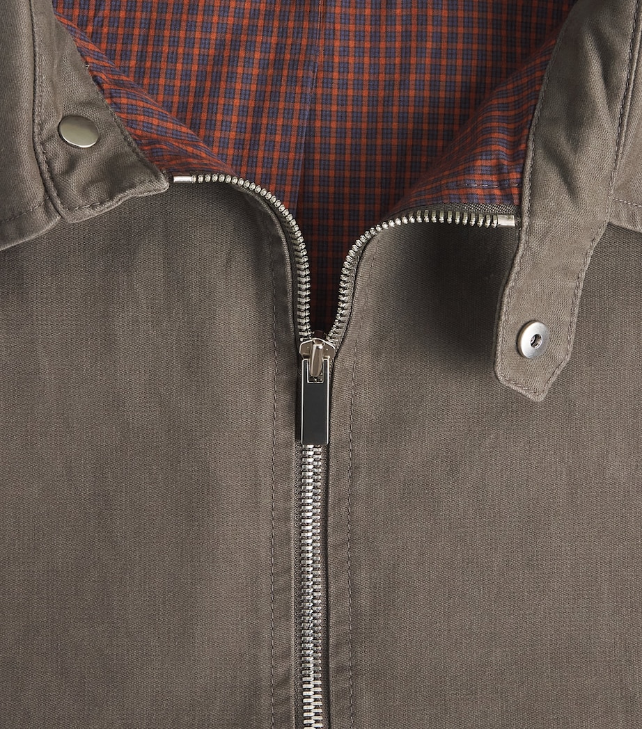 System Mens Cotton Check-Lining Bomber Jacket Khaki Brown Image 6