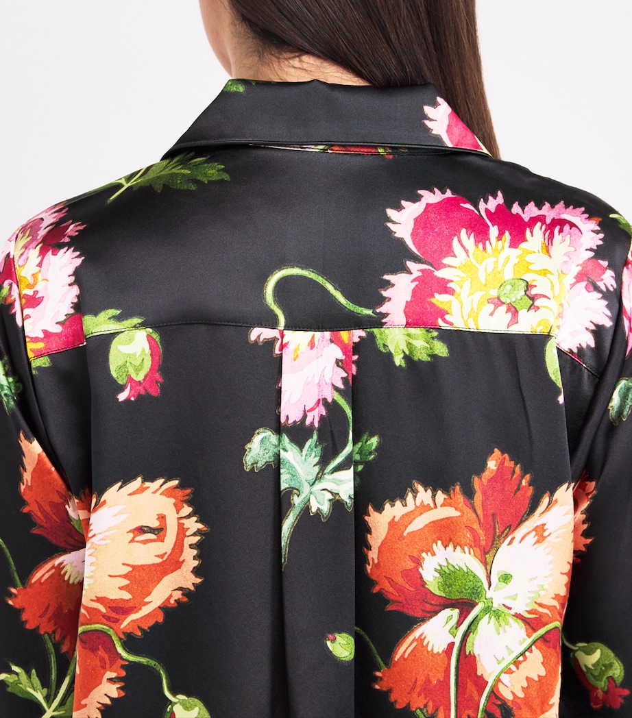 Harrods Womens Silk Floral Pyjama Set Black Image 4