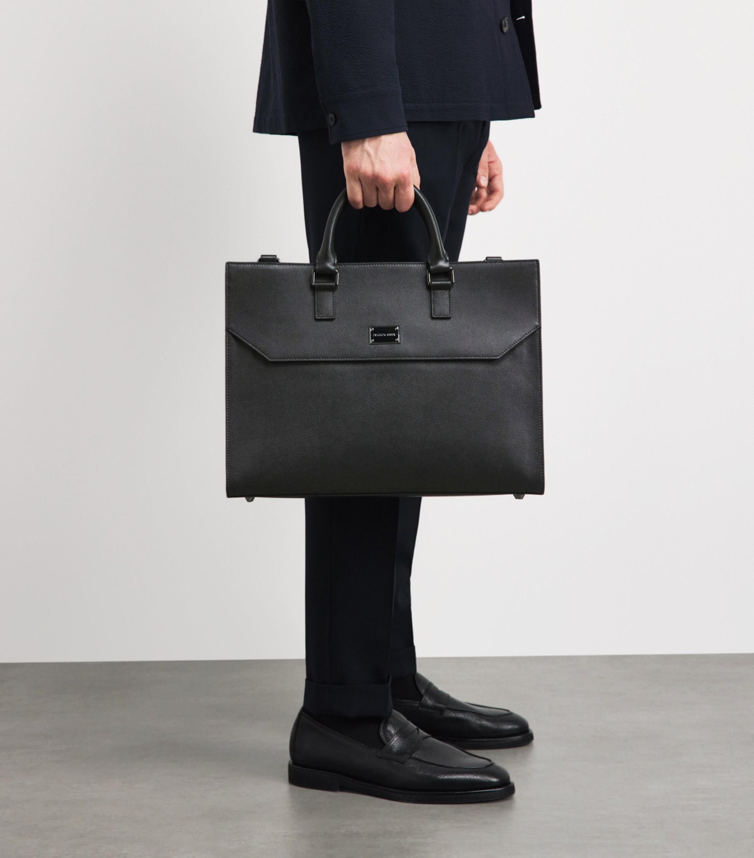 Emporio Armani Leather Logo Briefcase Image 4