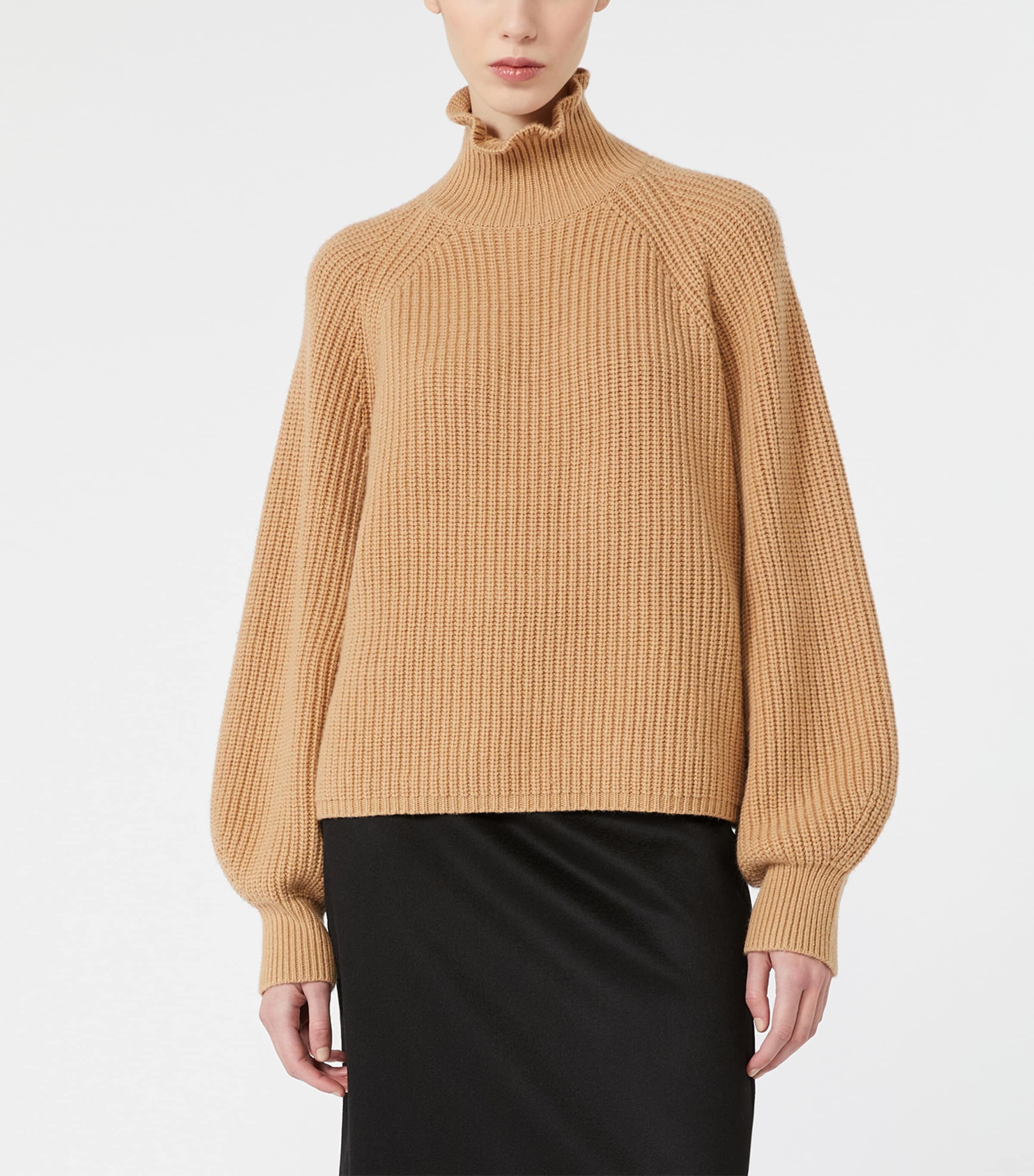 Max Mara Womens Wool-Cashmere Sweater Camel Image 3