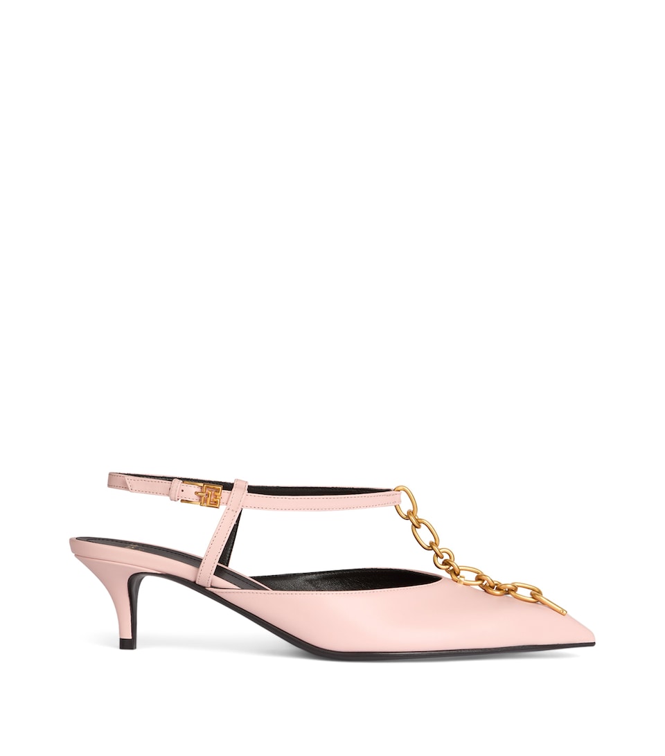 Balmain Calfskin Sync Slingback Heels 45 Rose Pale