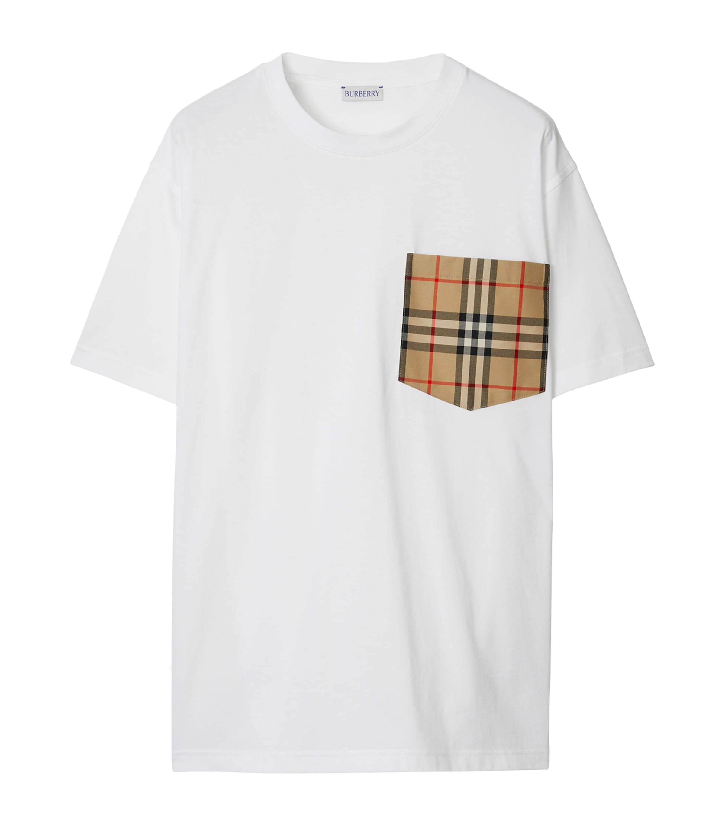 Burberry Cotton Check Pocket T-shirt In White