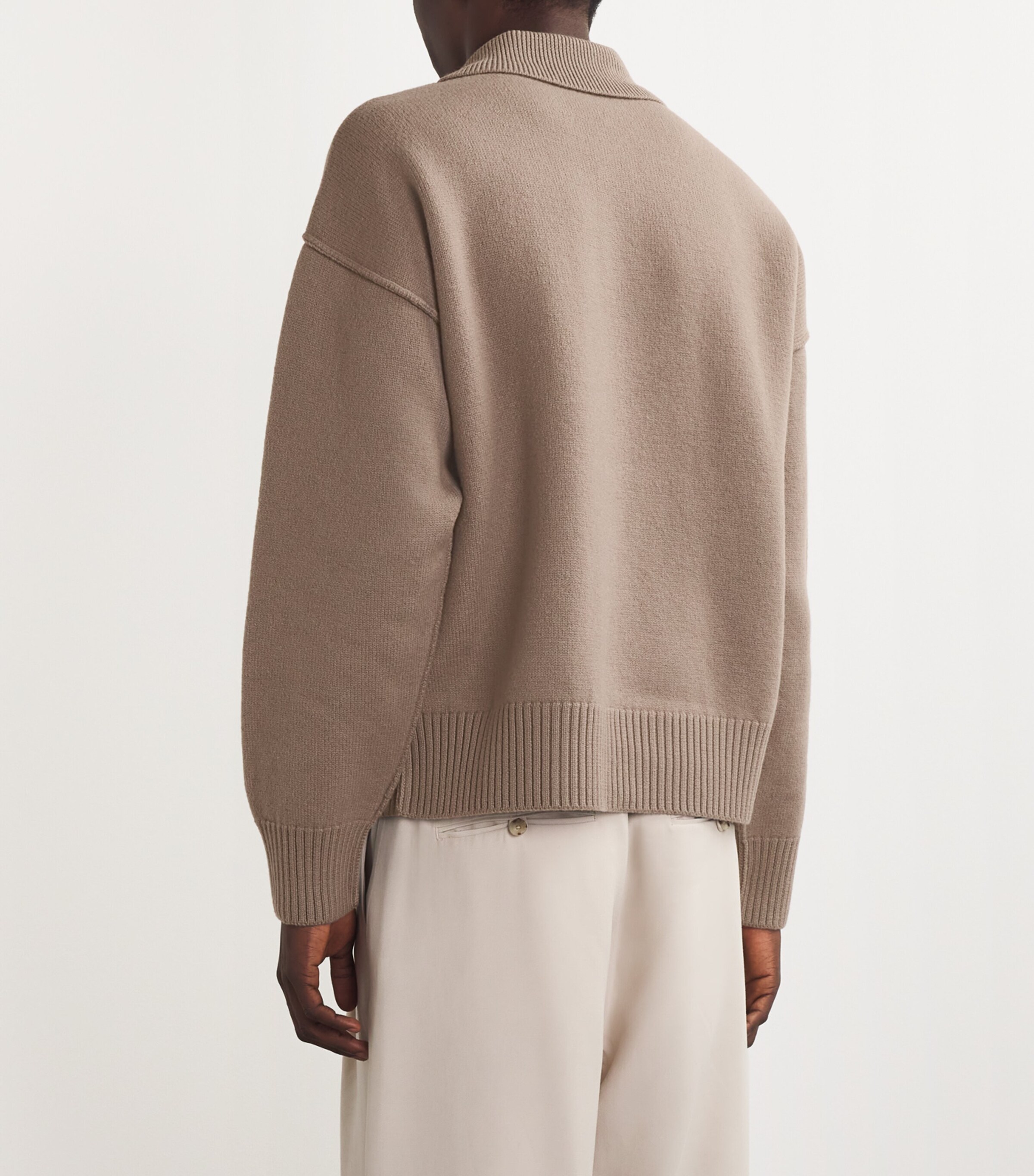 AMI Paris Mens Virgin Wool Ami de Coeur Polo Sweater Image 4