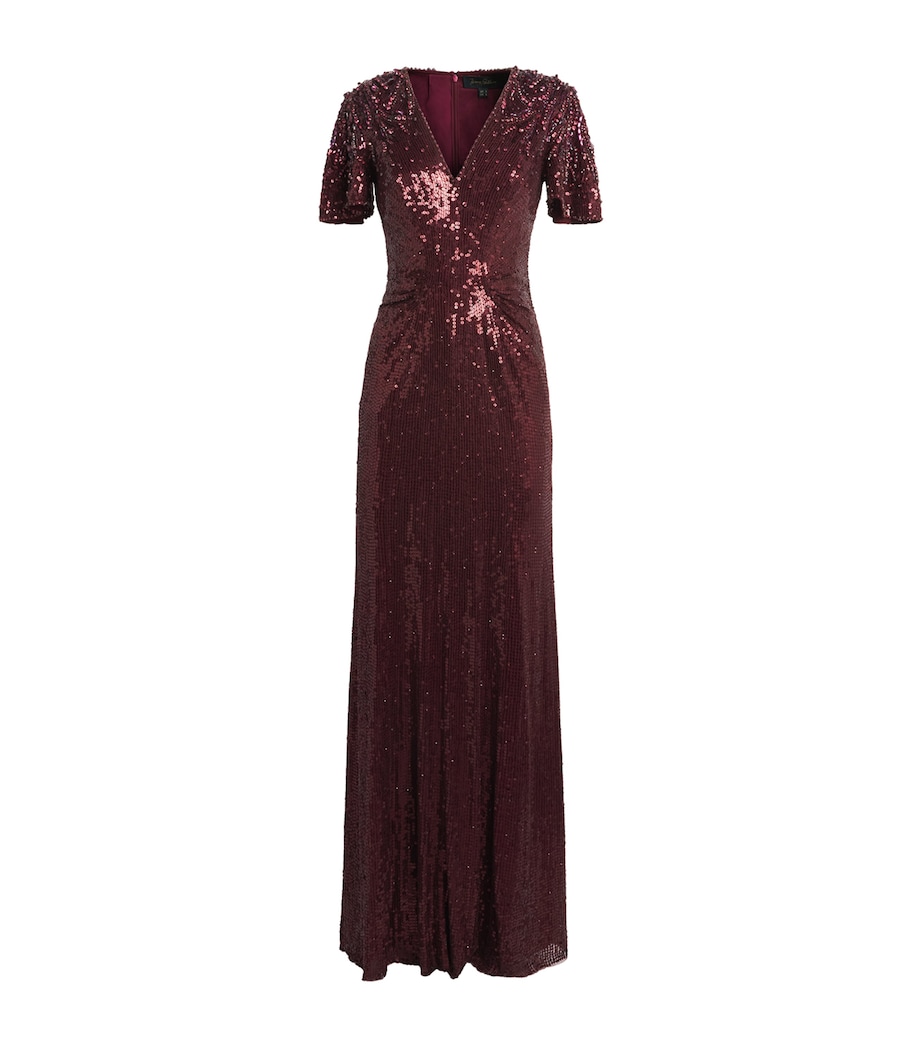Jenny Packham Womens Sequinned Manon Gown Cardinal Image 1