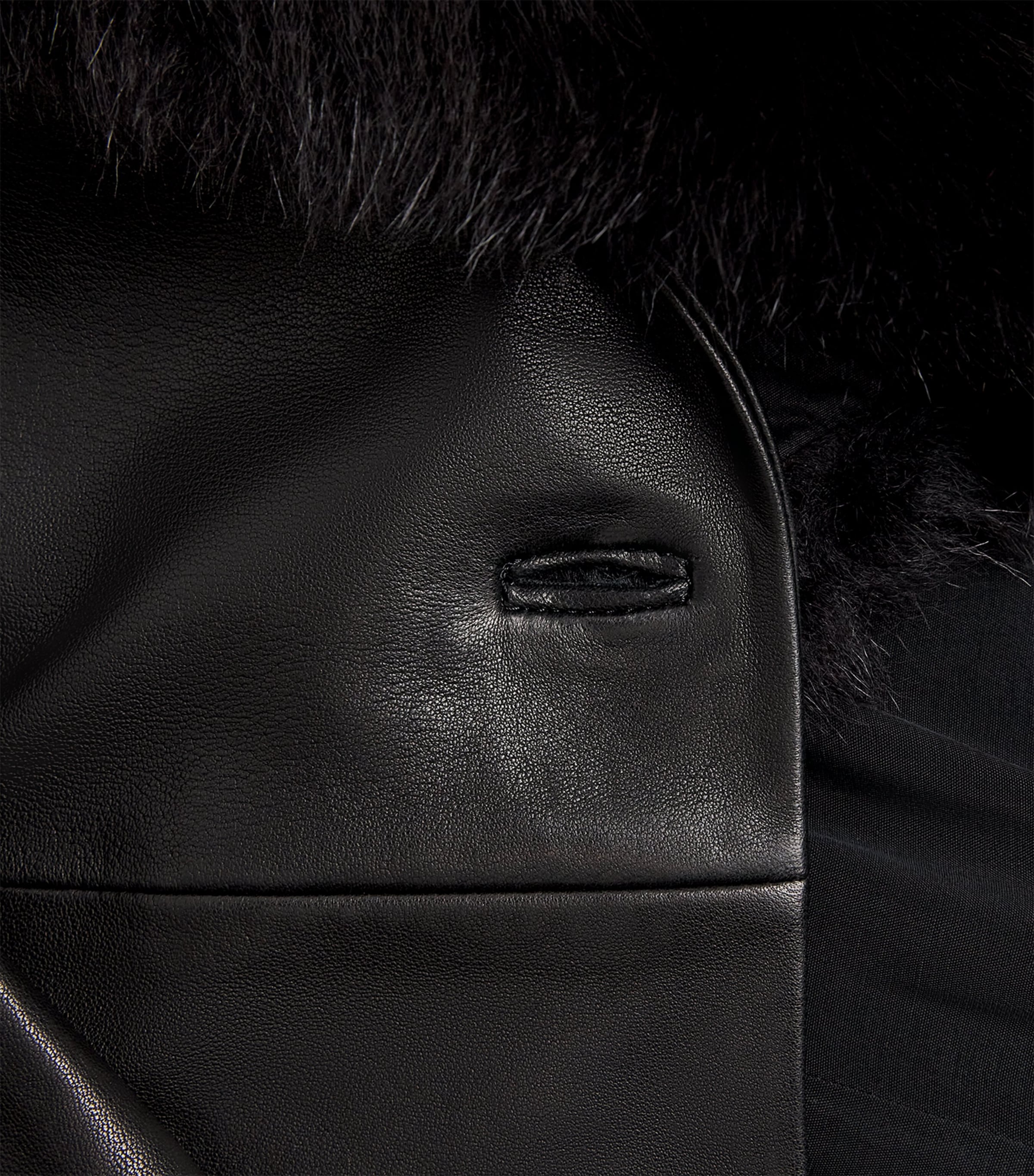 Shearling-Collar Dakota Leather Coat BLACK ESPRESSO Image 5