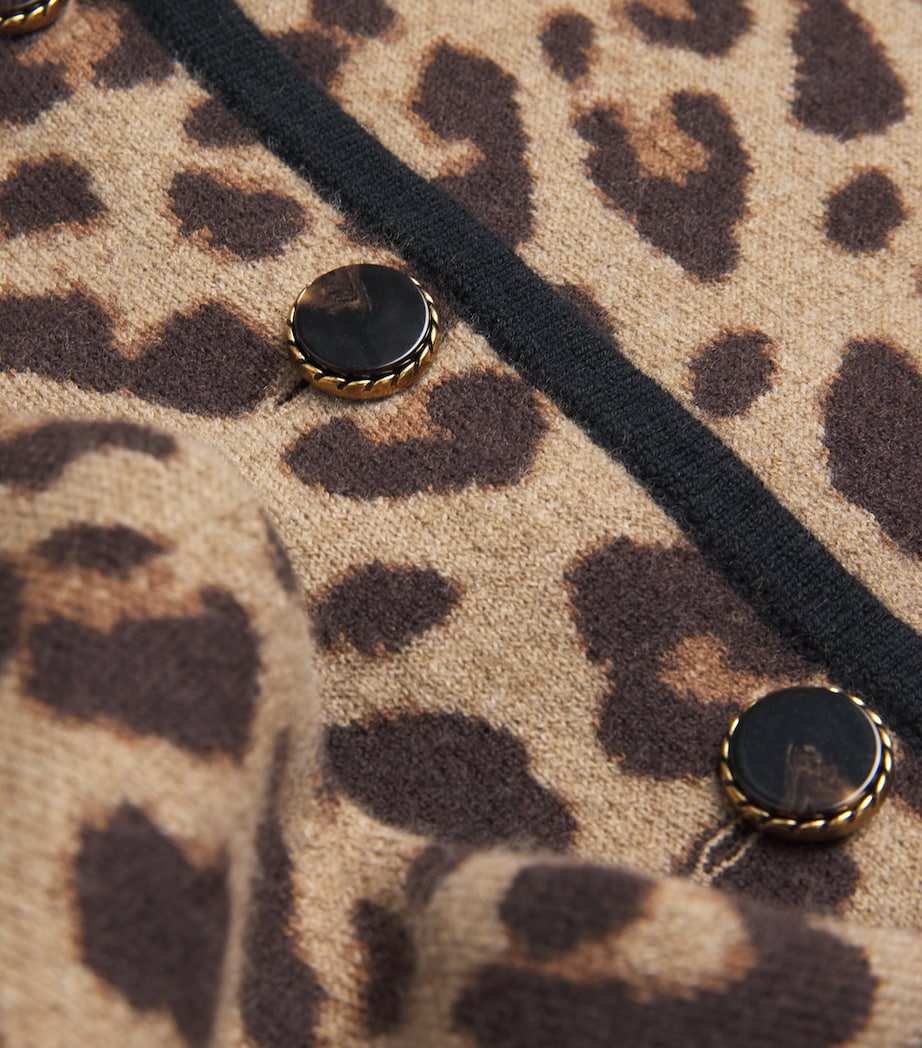 Merino Wool Leopard Cropped Cardigan NATURAL MULTI Image 5