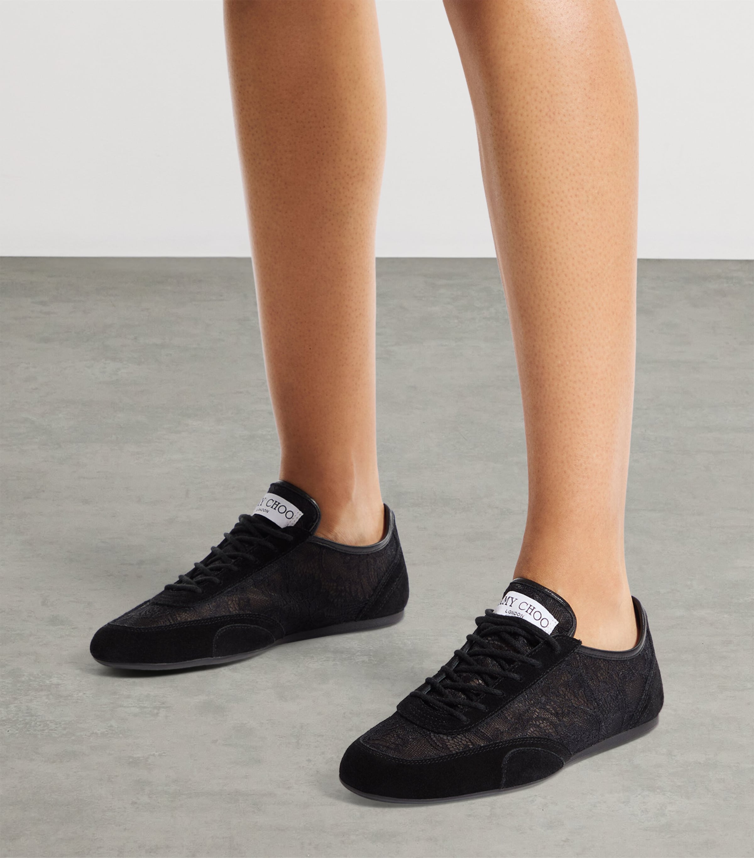 Jimmy Choo Black Sunny Lace Low-Top Sneakers | Harrods US