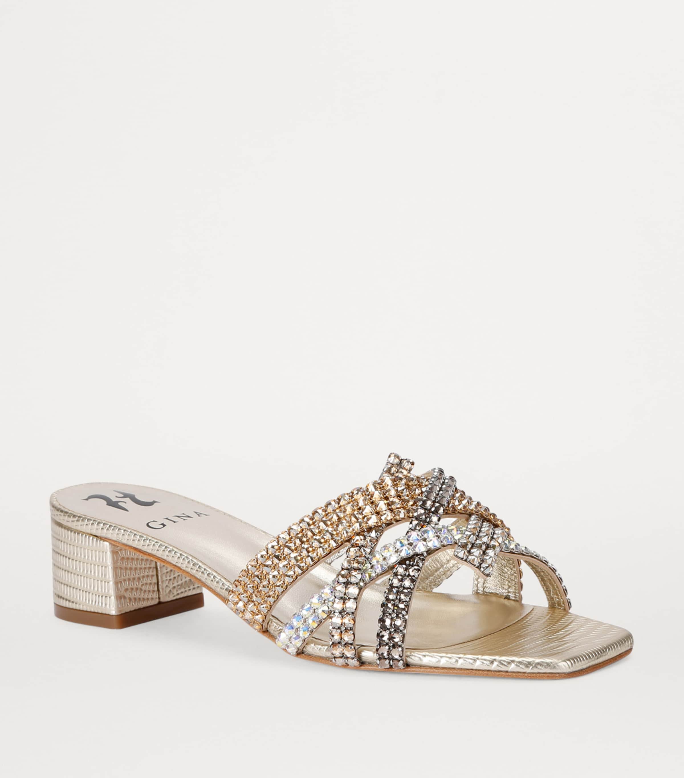 Leather Embellished Roma Mules 35 GOLD Image 3