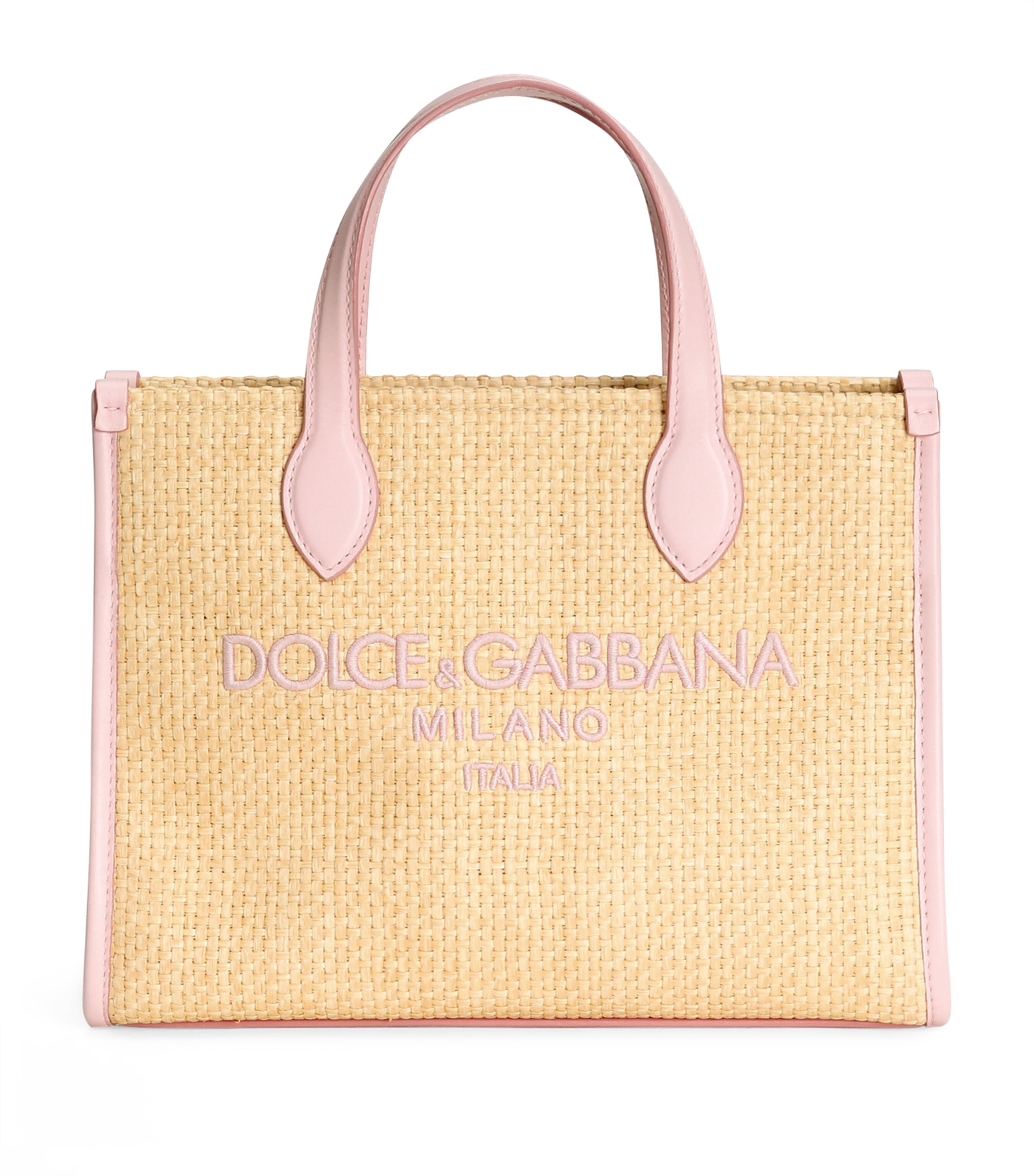 DOLCE & GABBANA STRAW LOGO TOTE BAG