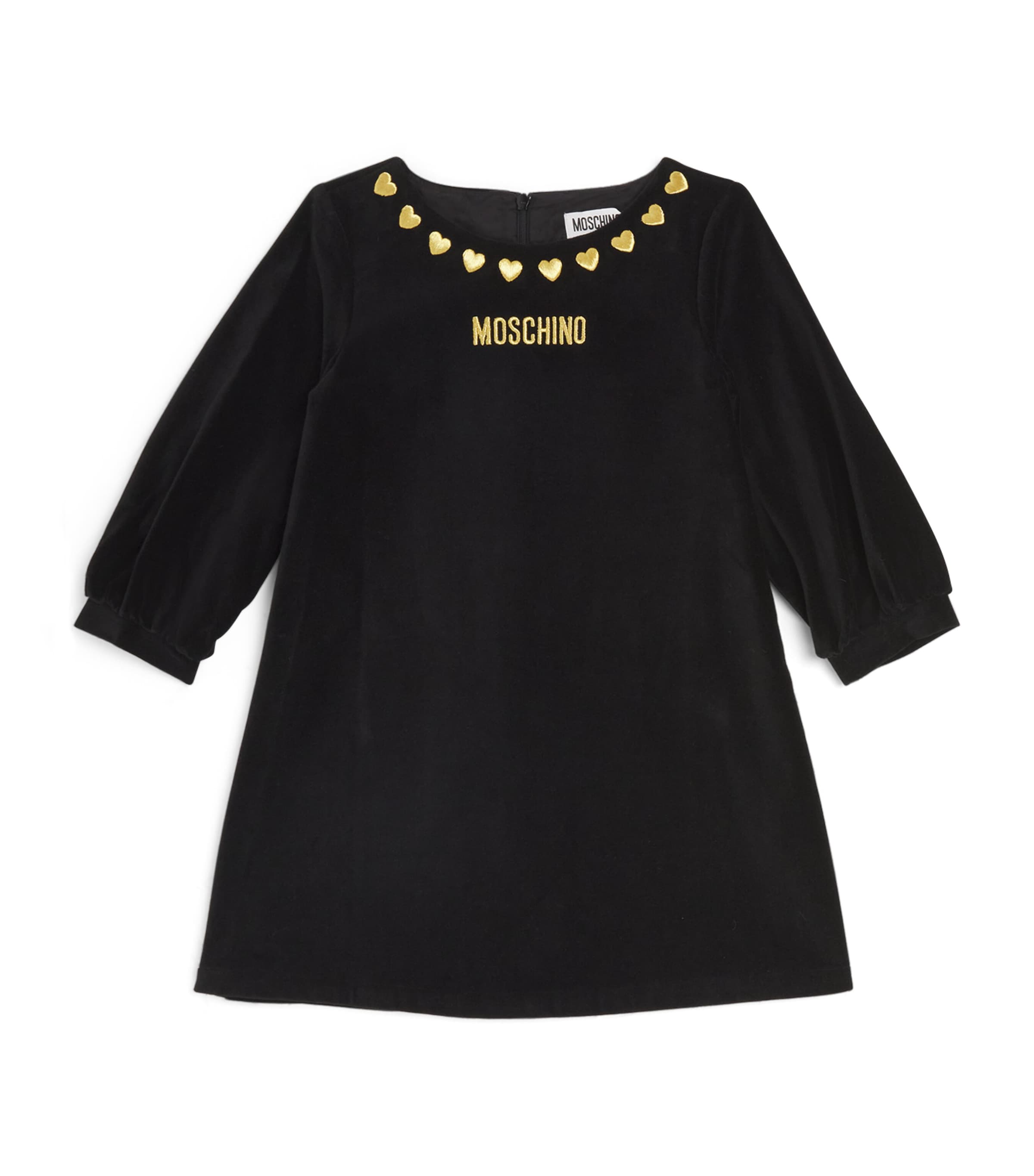 Shop Moschino Heart-embroidered Dress In Black