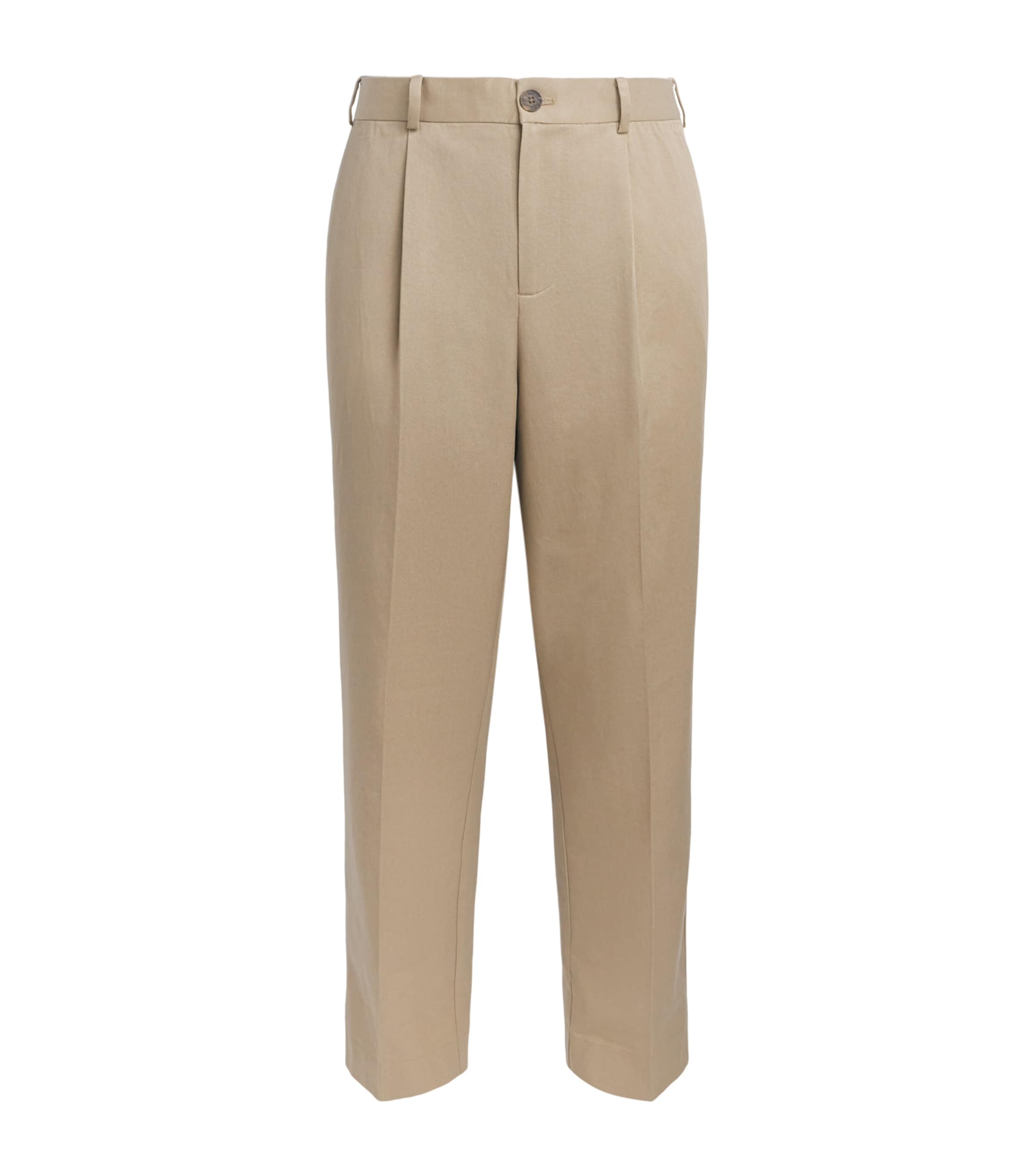 Wax London Mens Pleated Aubyn Trousers Beige Image 1