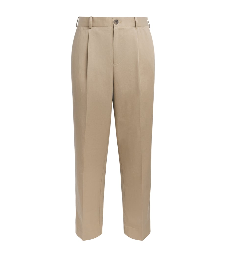 Wax London Mens Pleated Aubyn Trousers Beige Image 1