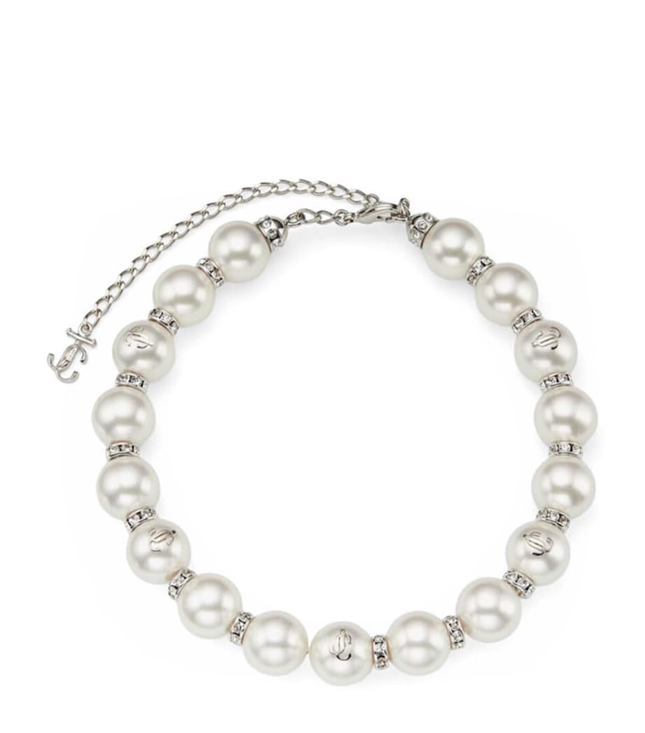 Crystal-Embellished Pearl Choker SILVER/WHITE/CRYSTAL Image 1