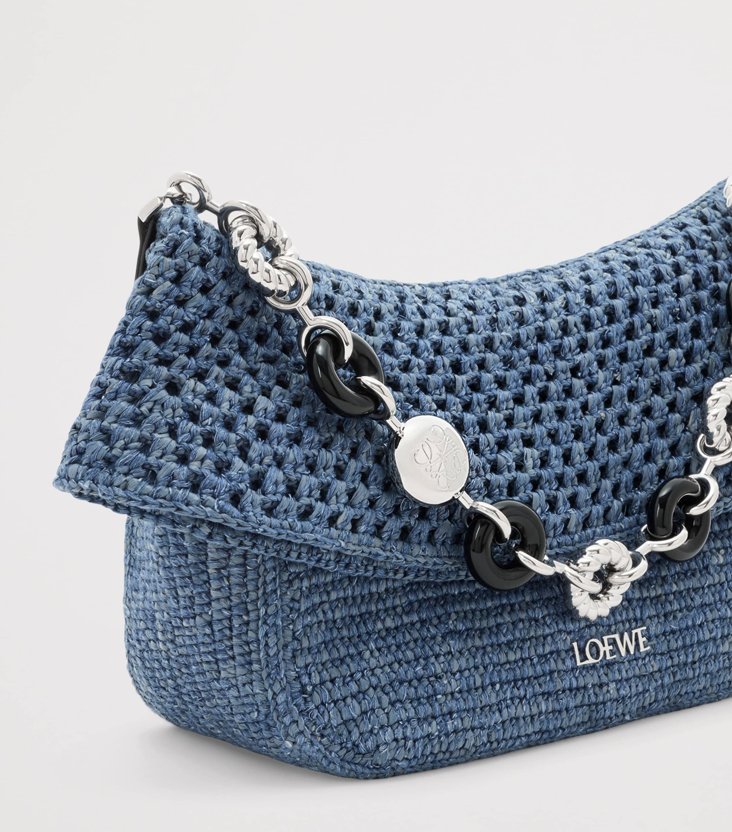 LOEWE x Paula's Ibiza Medium Crochet Ola Bag Shoulder Bag Denim Blue Image 9